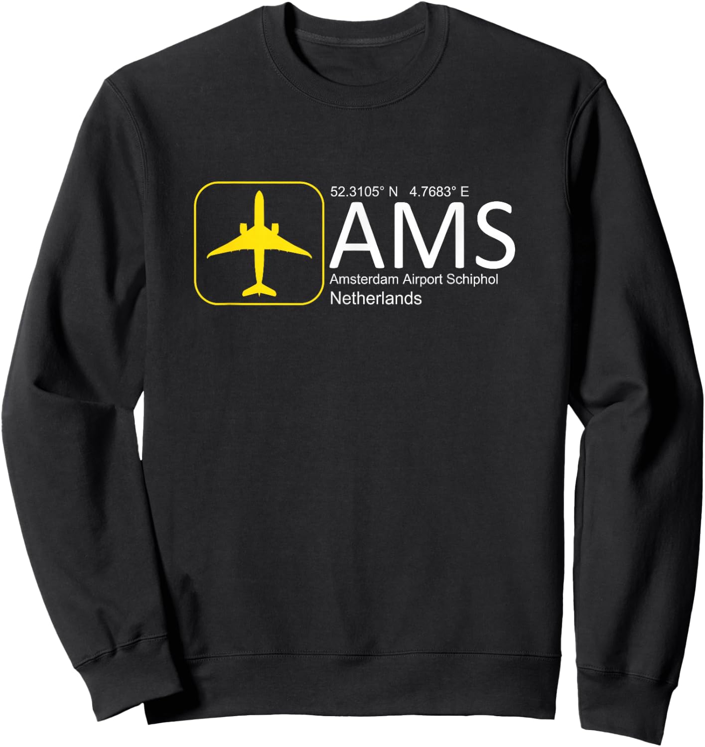 Amsterdam Airport Schiphol International Airport Sweatshirt - Sweatshirt | Black