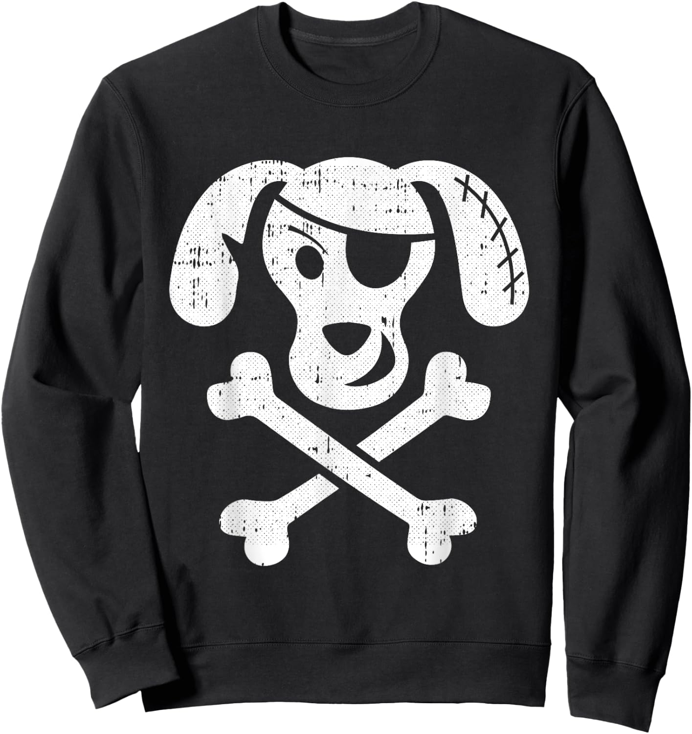 Dog Pirate Lazy Halloween Costume Puppy Skull Cross-bones Women Kids Sweatshirt - Sweatshirt | Black