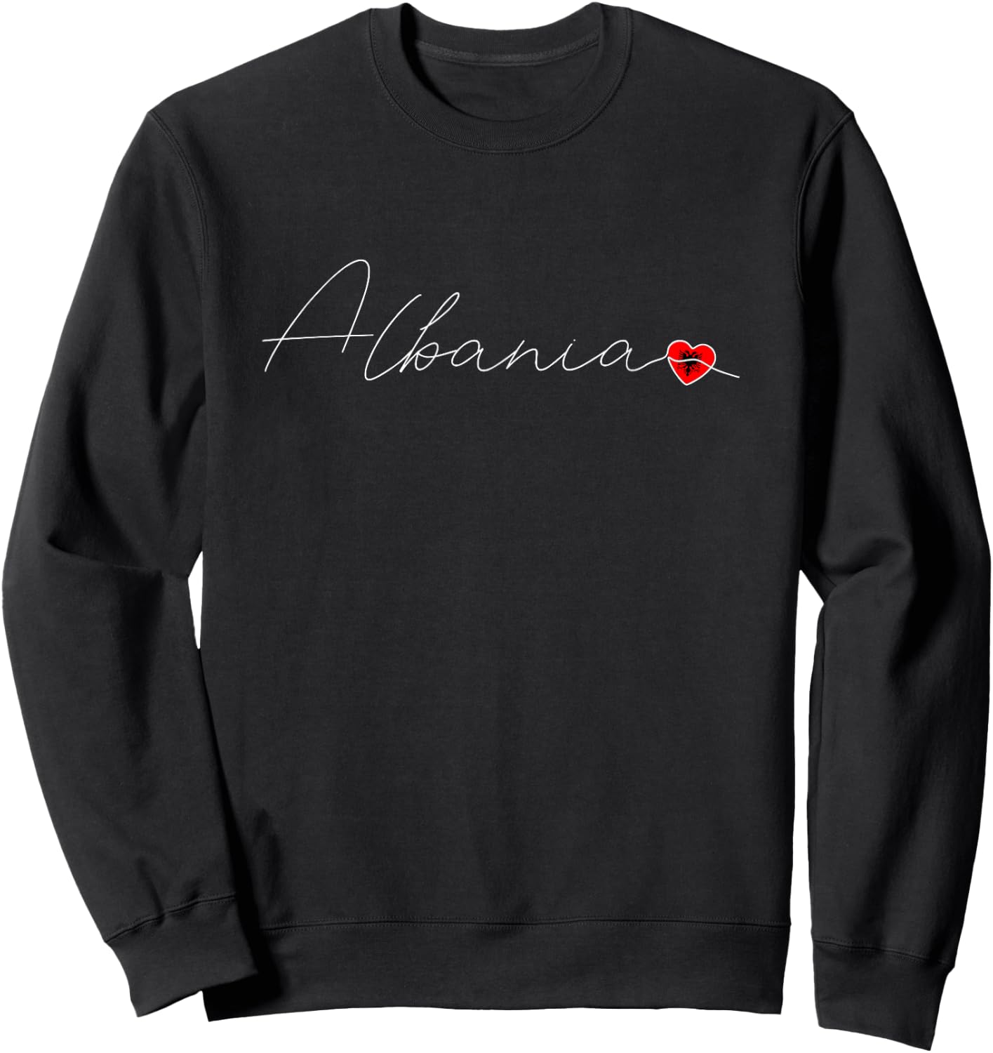 Shqipëria Love Albanian Flag and Heart on Albania Sweatshirt - Sweatshirt | Black