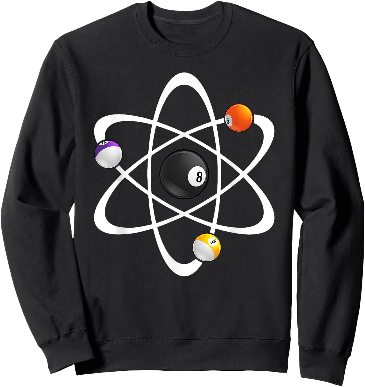 Funny Billiard Designs Women Science Lover Atom Ball Sweatshirt - Sweatshirt | Black