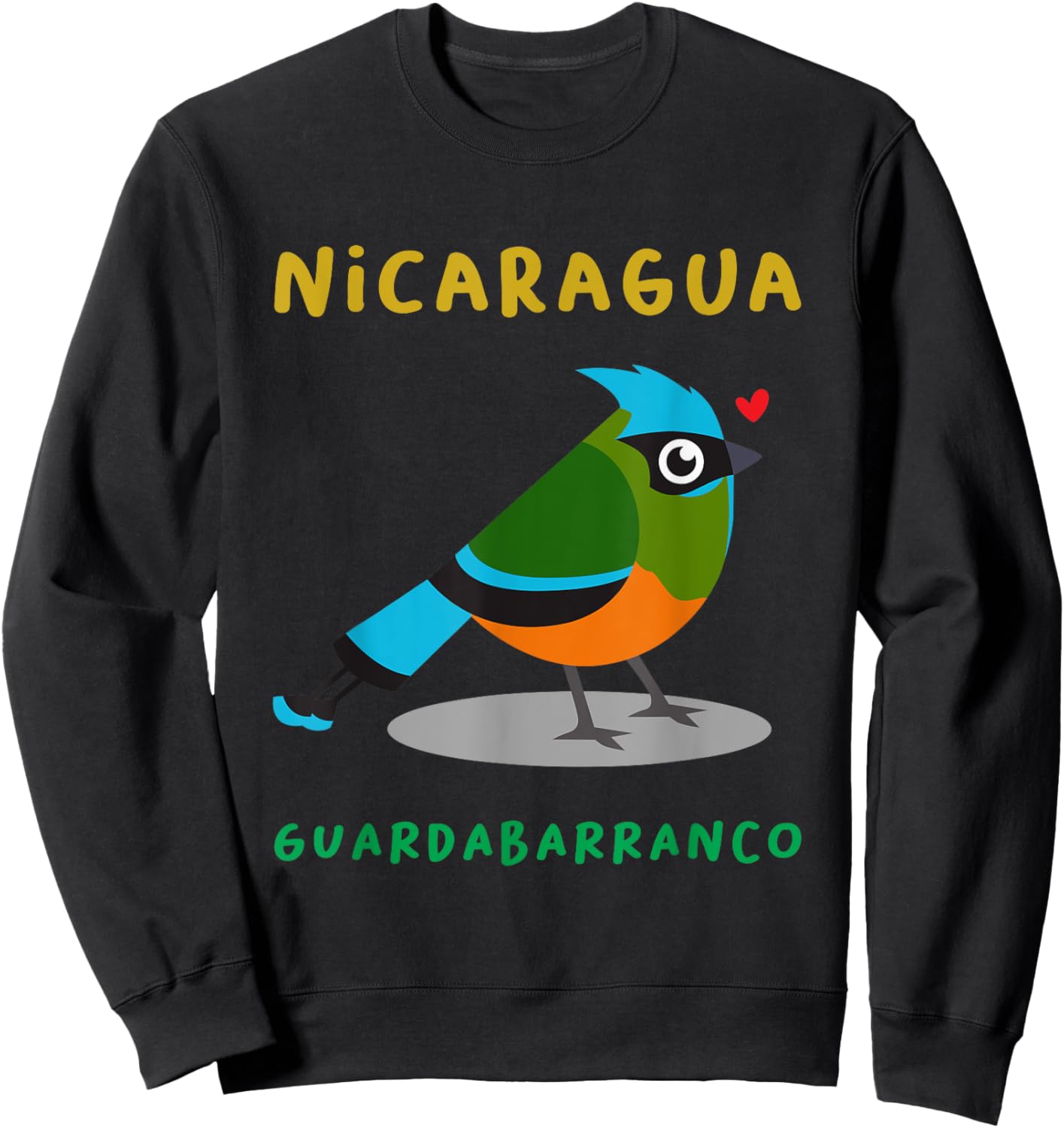 Nicaragua Guardabarranco Colorful national bird shirt Sweatshirt - Sweatshirt | Black