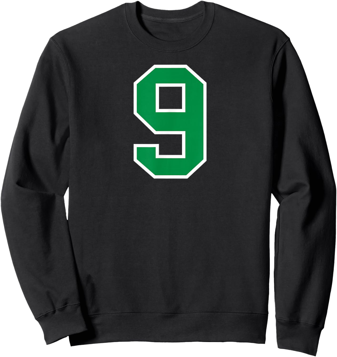 Number #9 Sport White Green Number Sweatshirt - Sweatshirt | Black