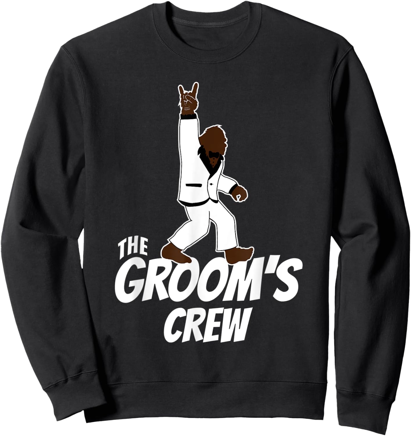 Bachelor Party Groomsman The Groom's Crew Bigfoot Rock On Sweatshirt - Sweatshirt | Black