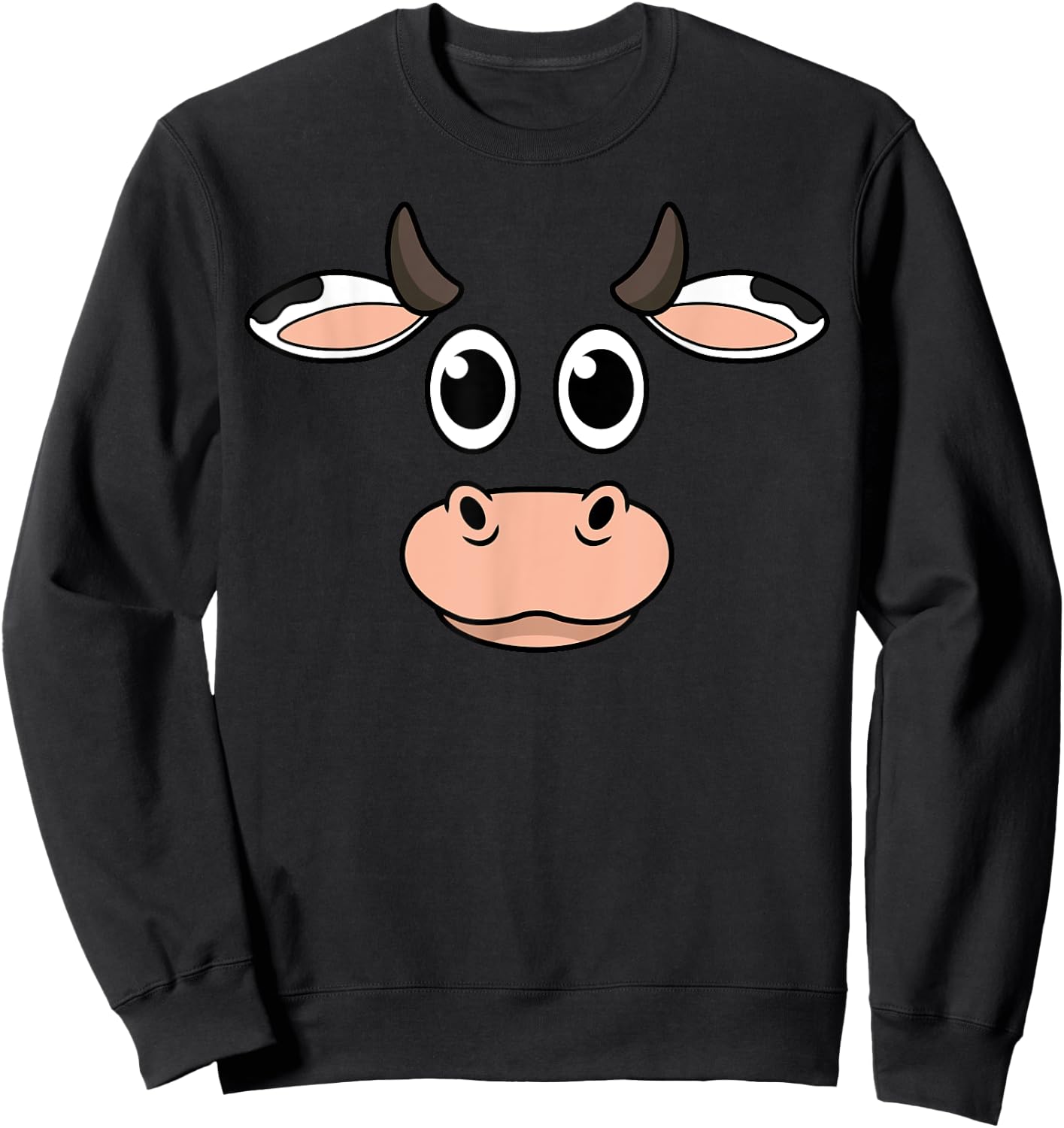 Cow Head Halloween Costume Farm Animal Farmer Farming Cattle Sweatshirt - Sweatshirt | Black
