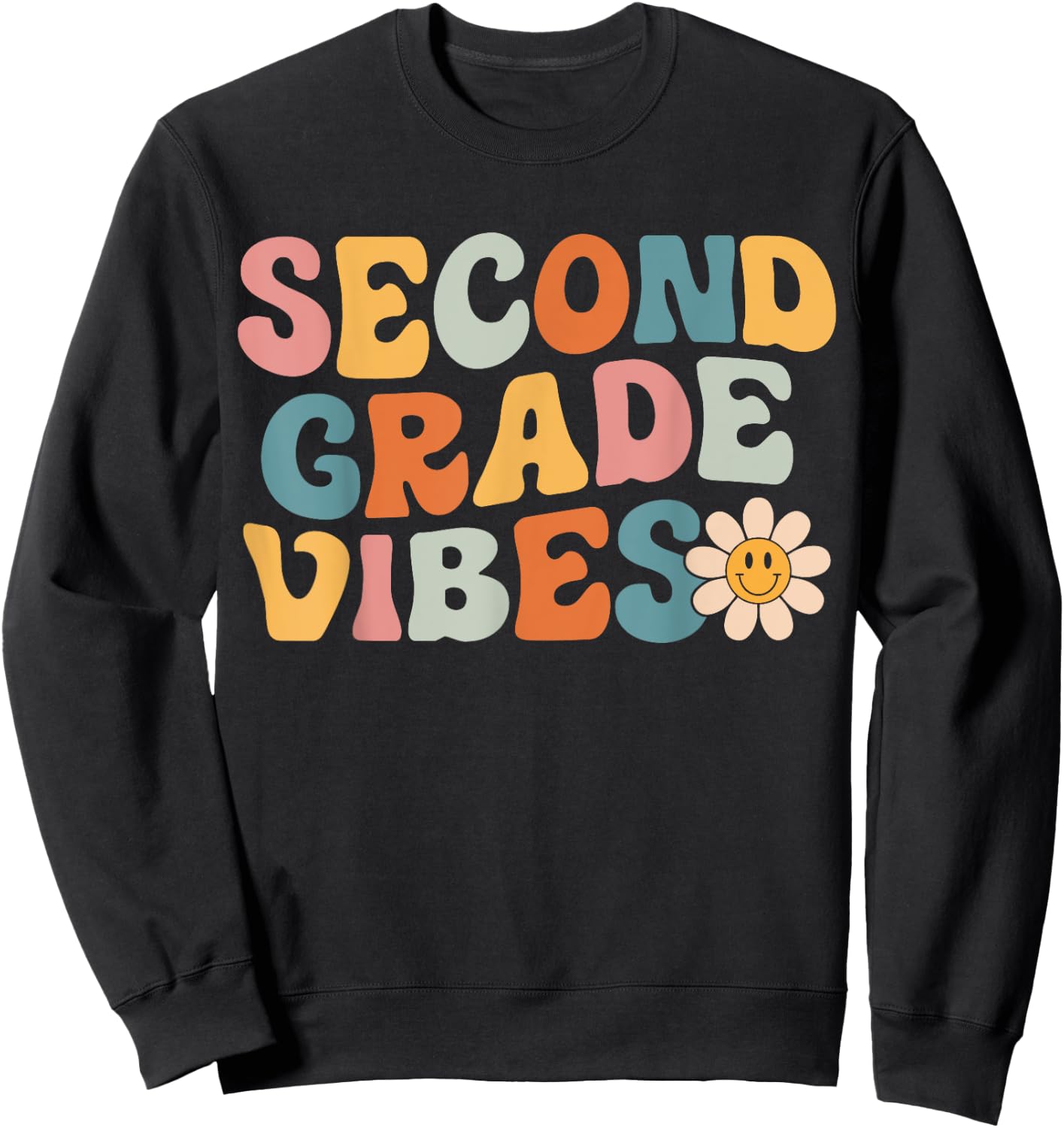 Second Grade Vibes - 2nd Grade Team Retro 1st Day of School Sweatshirt - Sweatshirt | Black
