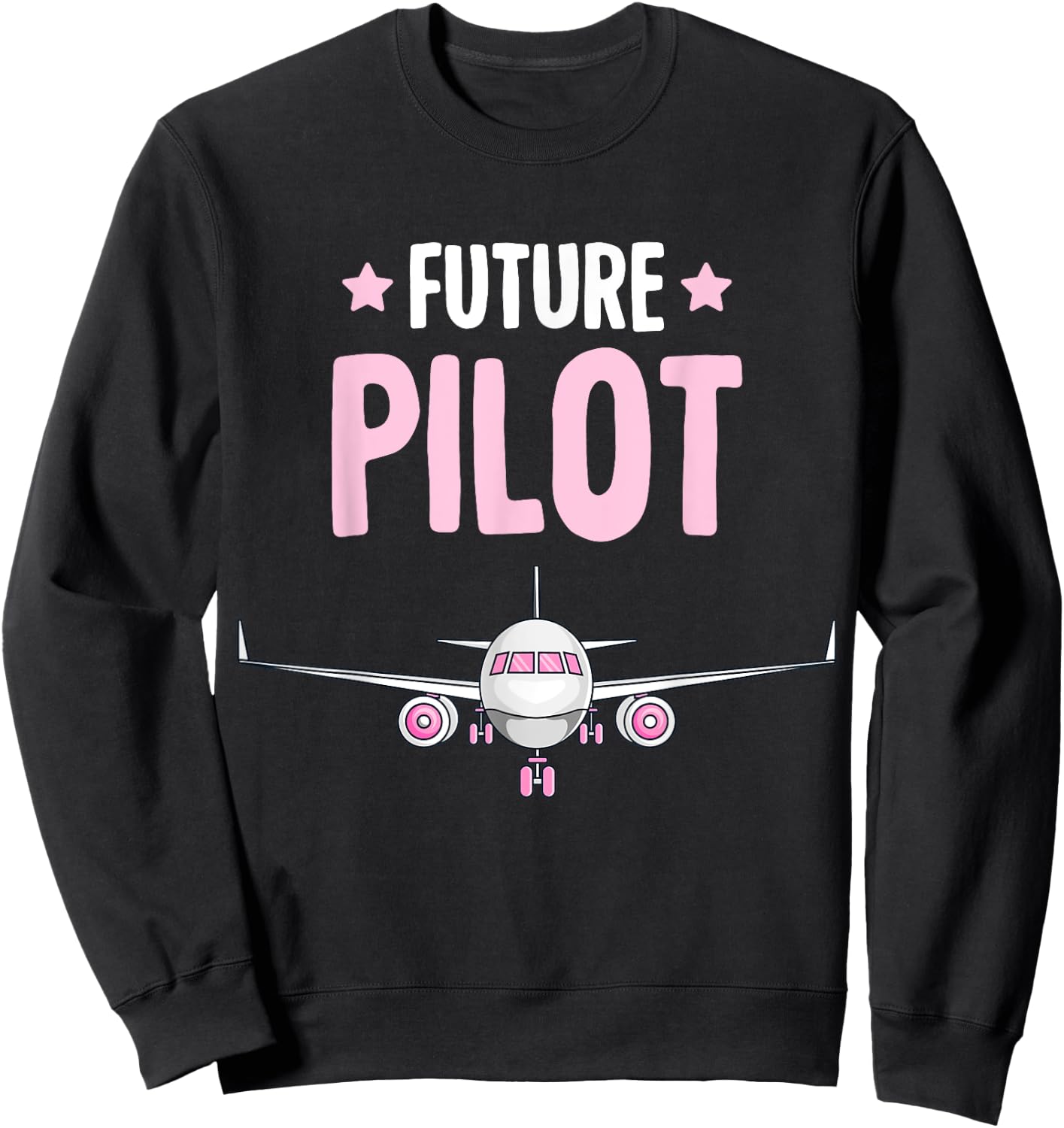 Future Pilot Airplane Plane Girls Kids Sweatshirt - Sweatshirt | Black