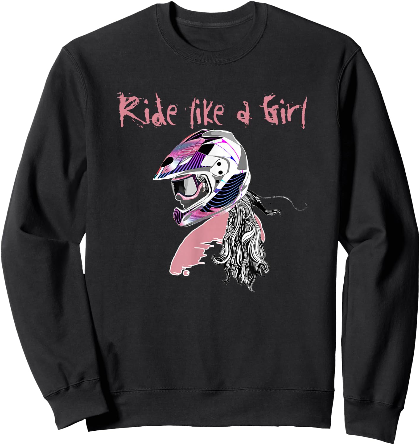 Motocross Shirt Women Dirt Bike Girls RIDE LIKE A GIRL Sweatshirt - Sweatshirt | Black