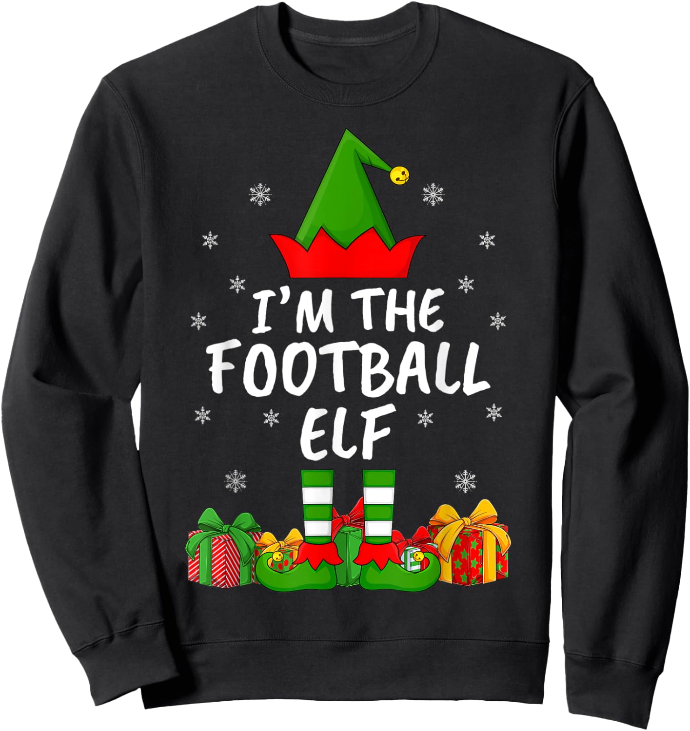 Xmas Family Matching Funny I'm The Football Elf Christmas Sweatshirt - Sweatshirt | Black