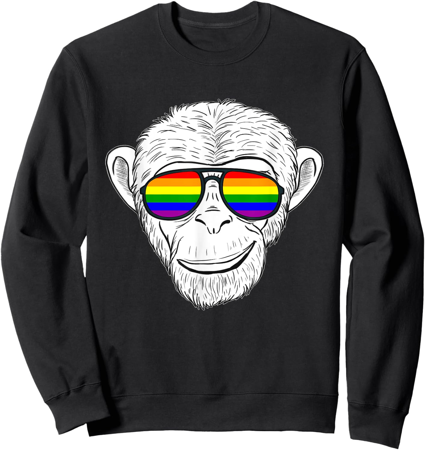 Monkey Chimp With Rainbow Sunglasses Rainbow Monkey Sweatshirt - Sweatshirt | Black