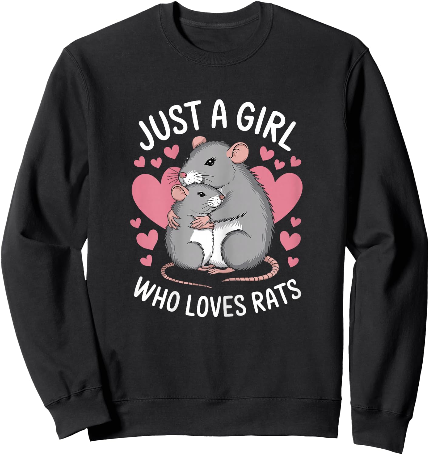 Just A Girl Who Loves Rats Kids Girls Women Rat Lover Sweatshirt - Sweatshirt | Black
