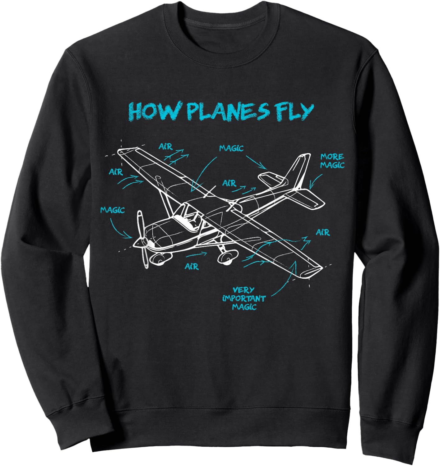 How Planes Fly How Planes Fly Aviation Pilot Sweatshirt - Sweatshirt | Black