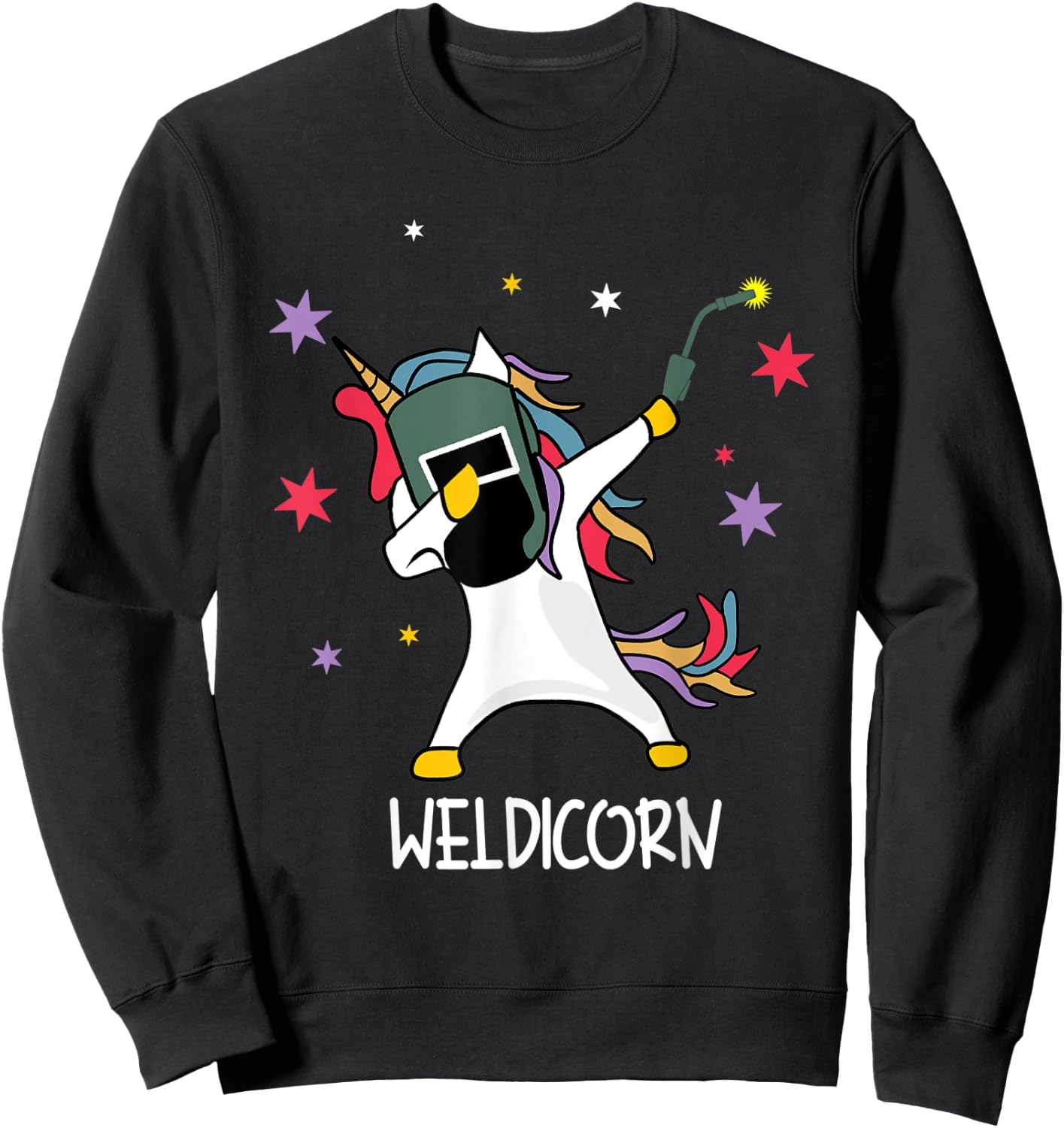 Weldicorn Welding Unicorn Dubbing | Funny Welder Sweatshirt - Sweatshirt | Black