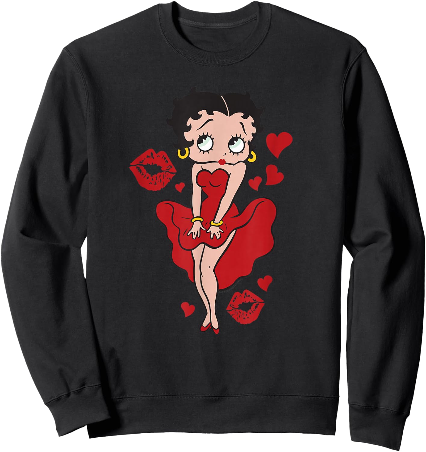 Betty Boop Red Dress Red Lips Small Sweatshirt - Sweatshirt | Black