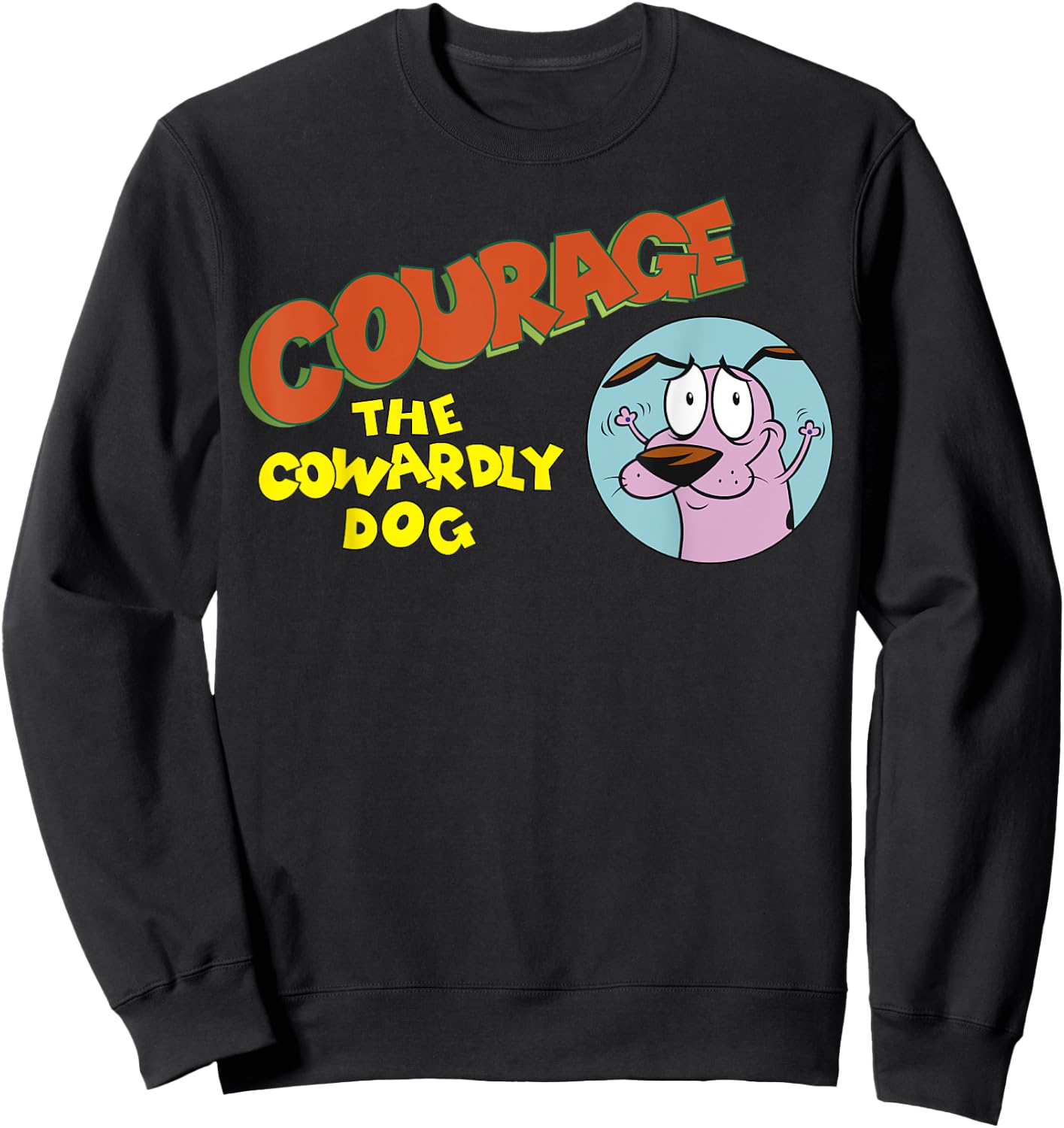 Courage the Cowardly Dog Retro Vintage Portrait & Logo Men Women Girls Kids Sweatshirt - Sweatshirt | Black