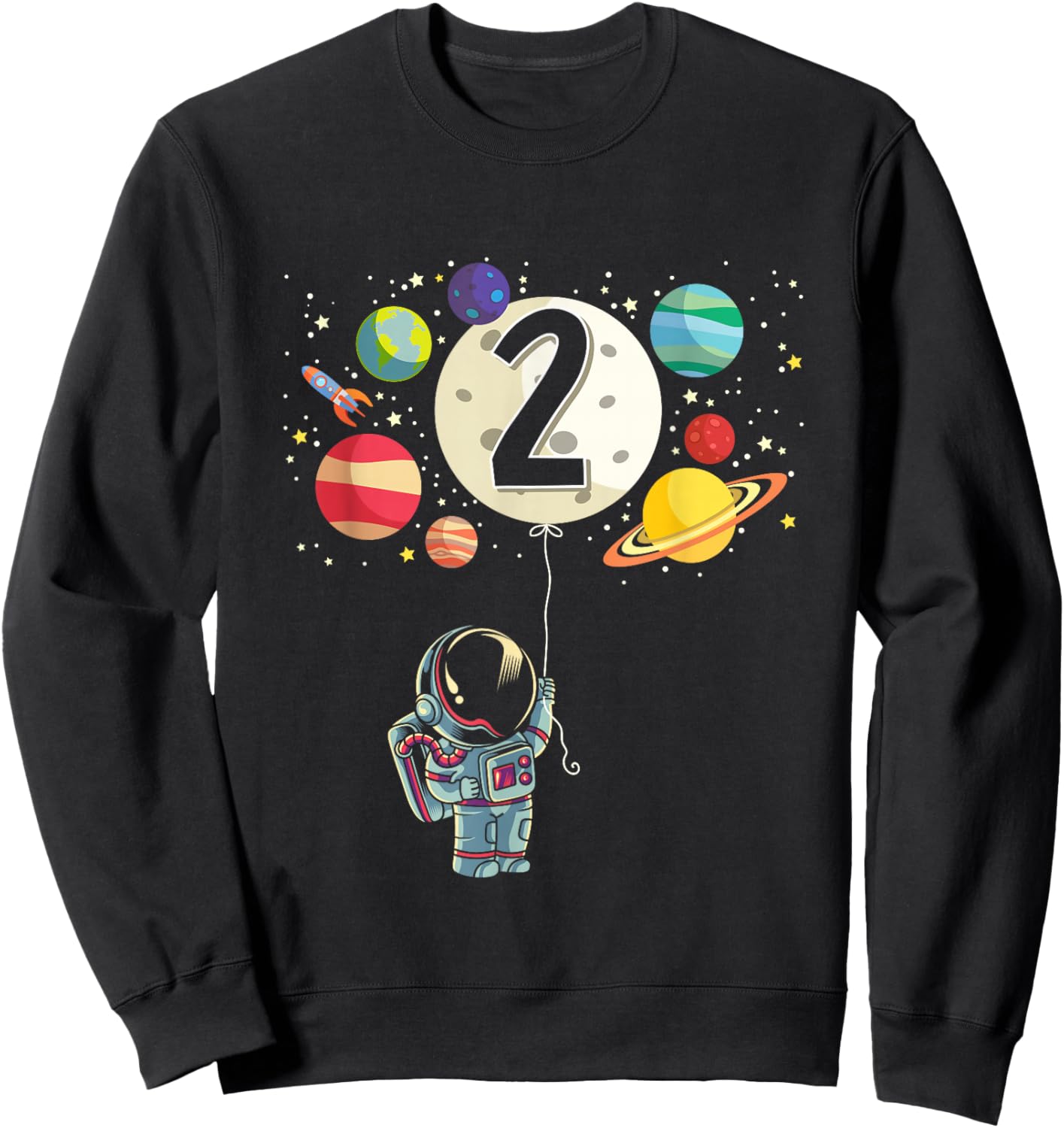 2 Years Old Birthday Boy Gifts Astronaut 2nd Birthday Sweatshirt - Sweatshirt | Black