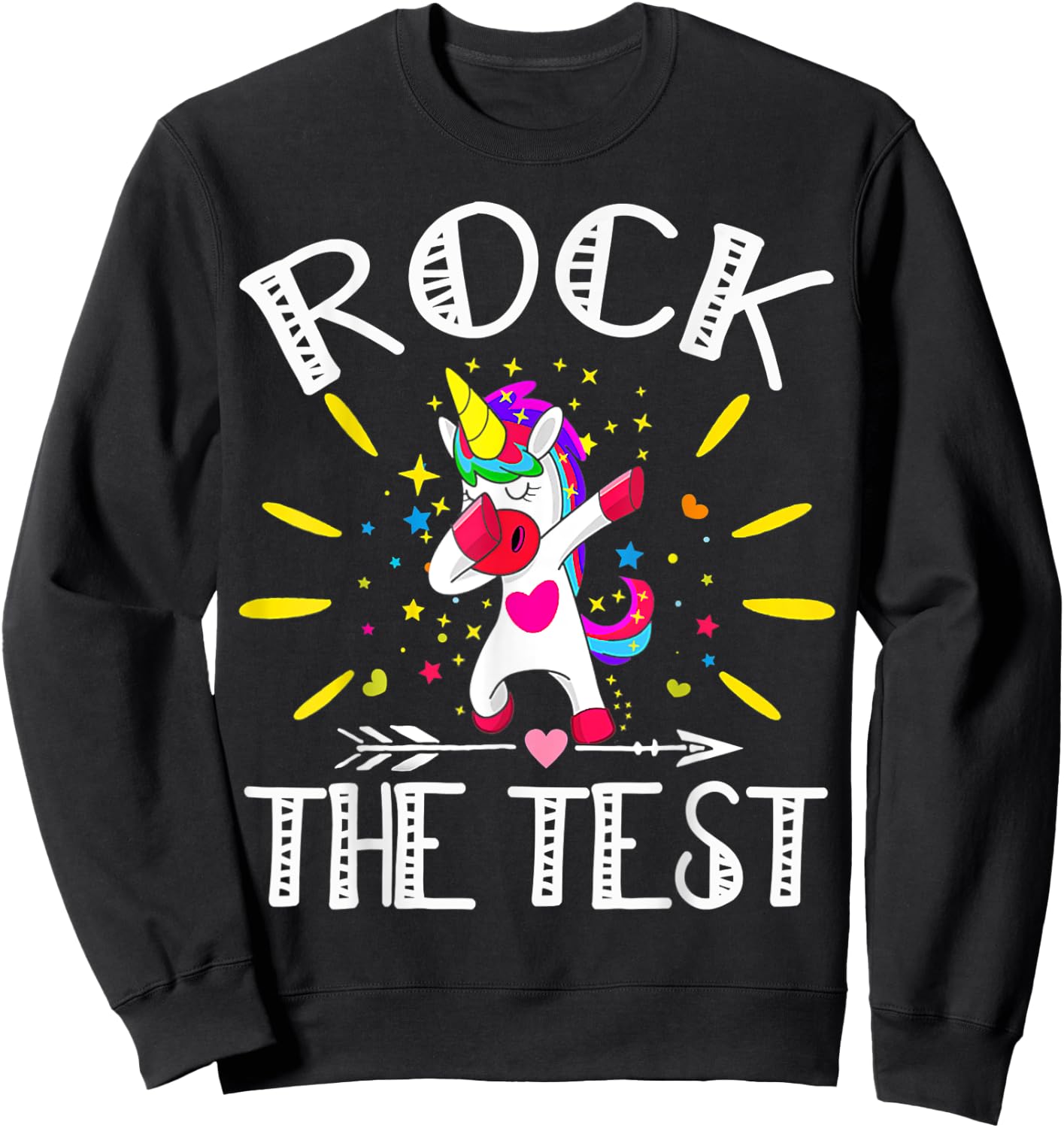 Test Day Rock The Test Teacher Testing Day Unicorn Teacher Sweatshirt - Sweatshirt | Black