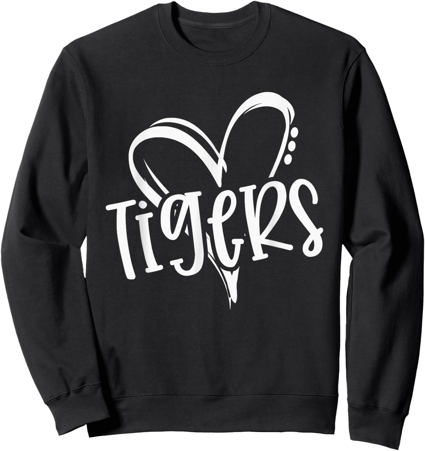 Tigers School Sports Fan Team Spirit Heart Sweatshirt - Sweatshirt | Black