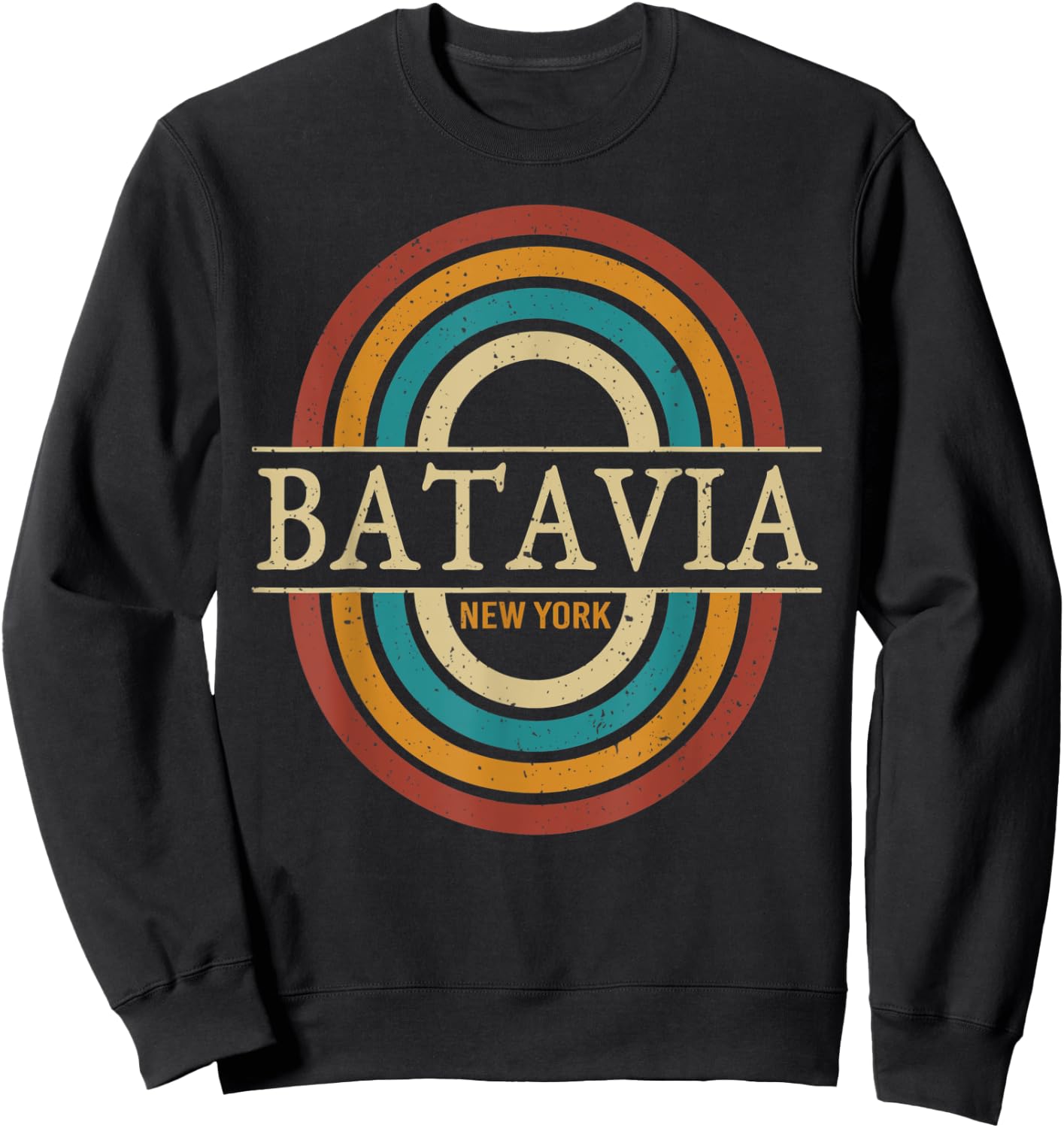 Vintage Retro Batavia NY New York Souvenir Men Women Sweatshirt - Sweatshirt | Black