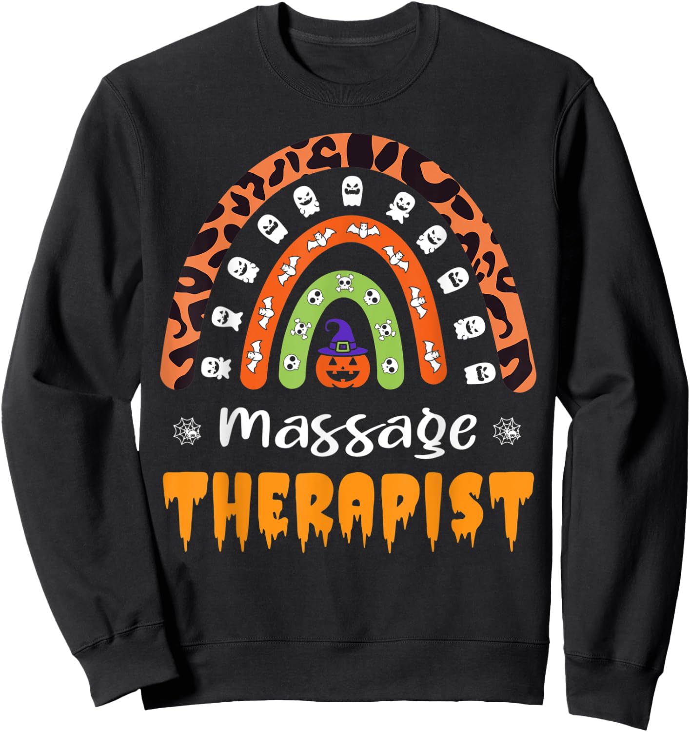 Massage Therapist Leopard Rainbow Halloween Costume Sweatshirt - Sweatshirt | Black