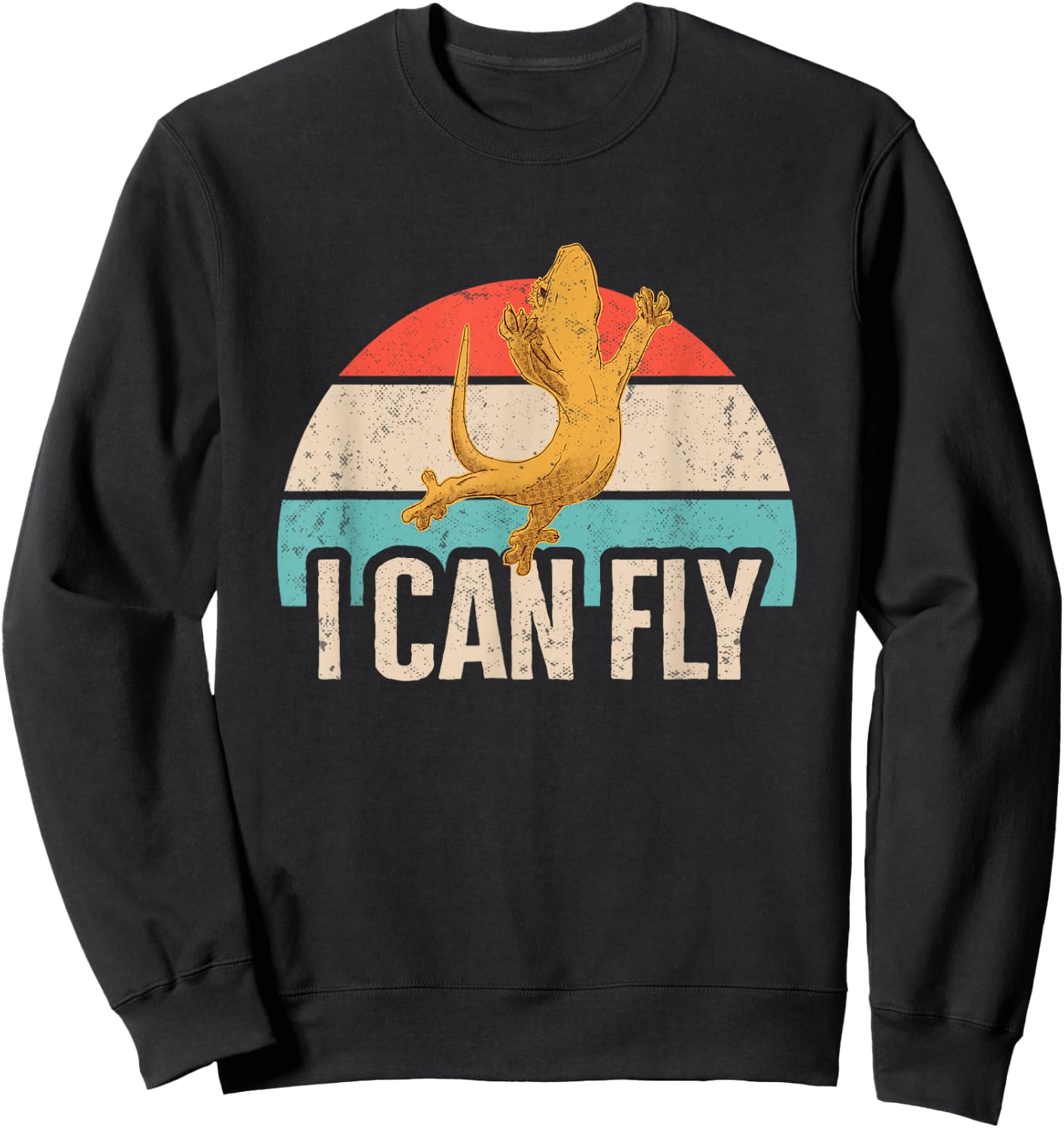Reptile Lizard Gifts & Crested Gecko Shirts I Can Fly Retro Crested Gecko Black -Adults Small Classic Fit Short Sleeve Cotton 60% Polyester 40% Sweatshirt - Sweatshirt | Black