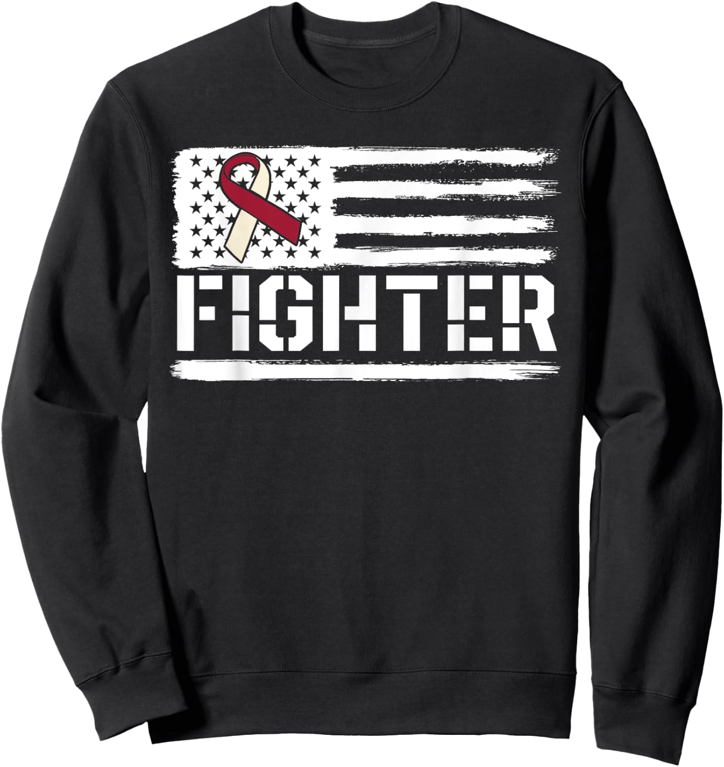 Oral Cancer Awareness Throat Head Neck Fighter American Flag Sweatshirt - Sweatshirt | Black