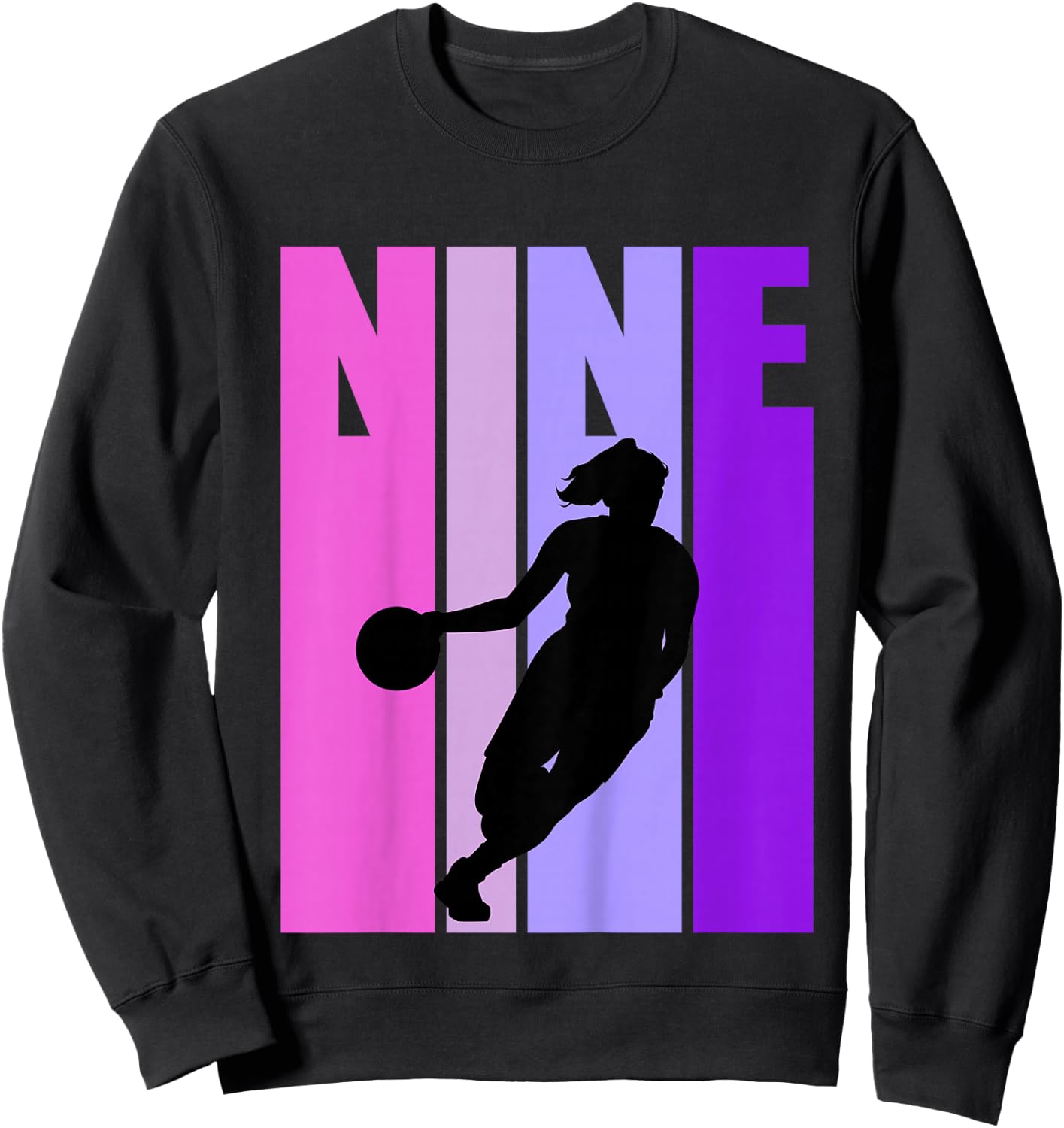 Kids Basketball 9th Birthday Kids Girls Retro 9 Nine Ninth Sweatshirt - Sweatshirt | Black