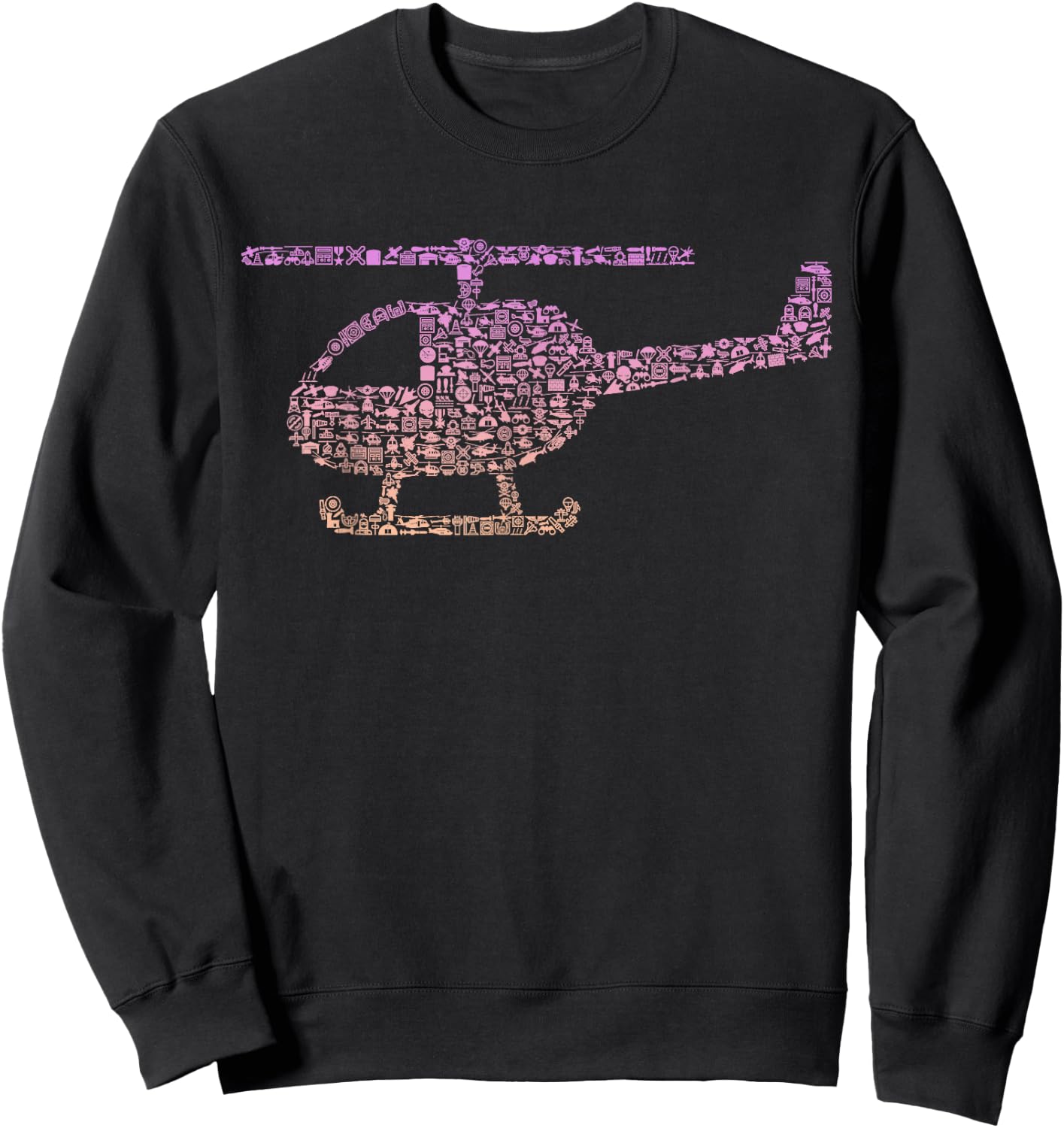 Chopper Silhouette Helicopter Pilot Gear | Girls Helicopter Sweatshirt - Sweatshirt | Black