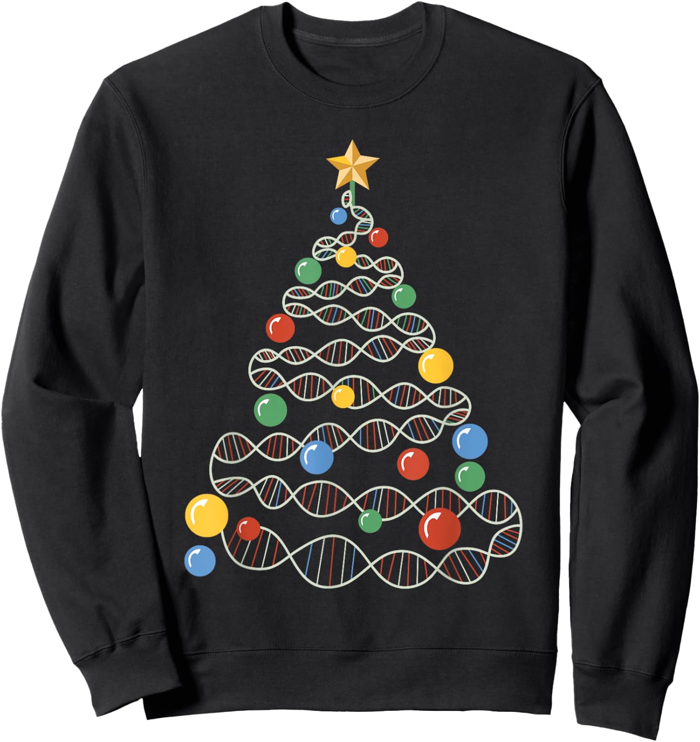 DNA Christmas Tree Funny Science Puns Christmas Teacher Sweatshirt - Sweatshirt | Black