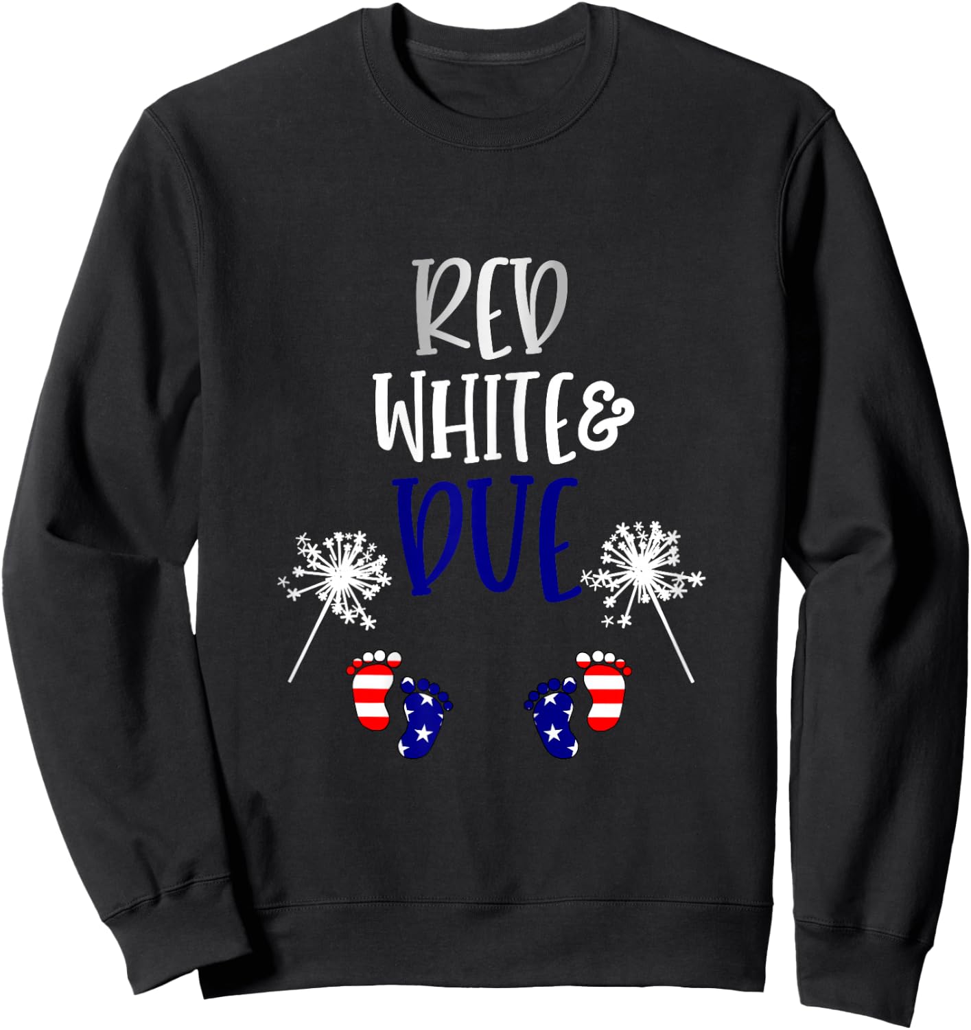 Red White and Due 4th of July Pregnancy Pregnant with Twins Sweatshirt - Sweatshirt | Black
