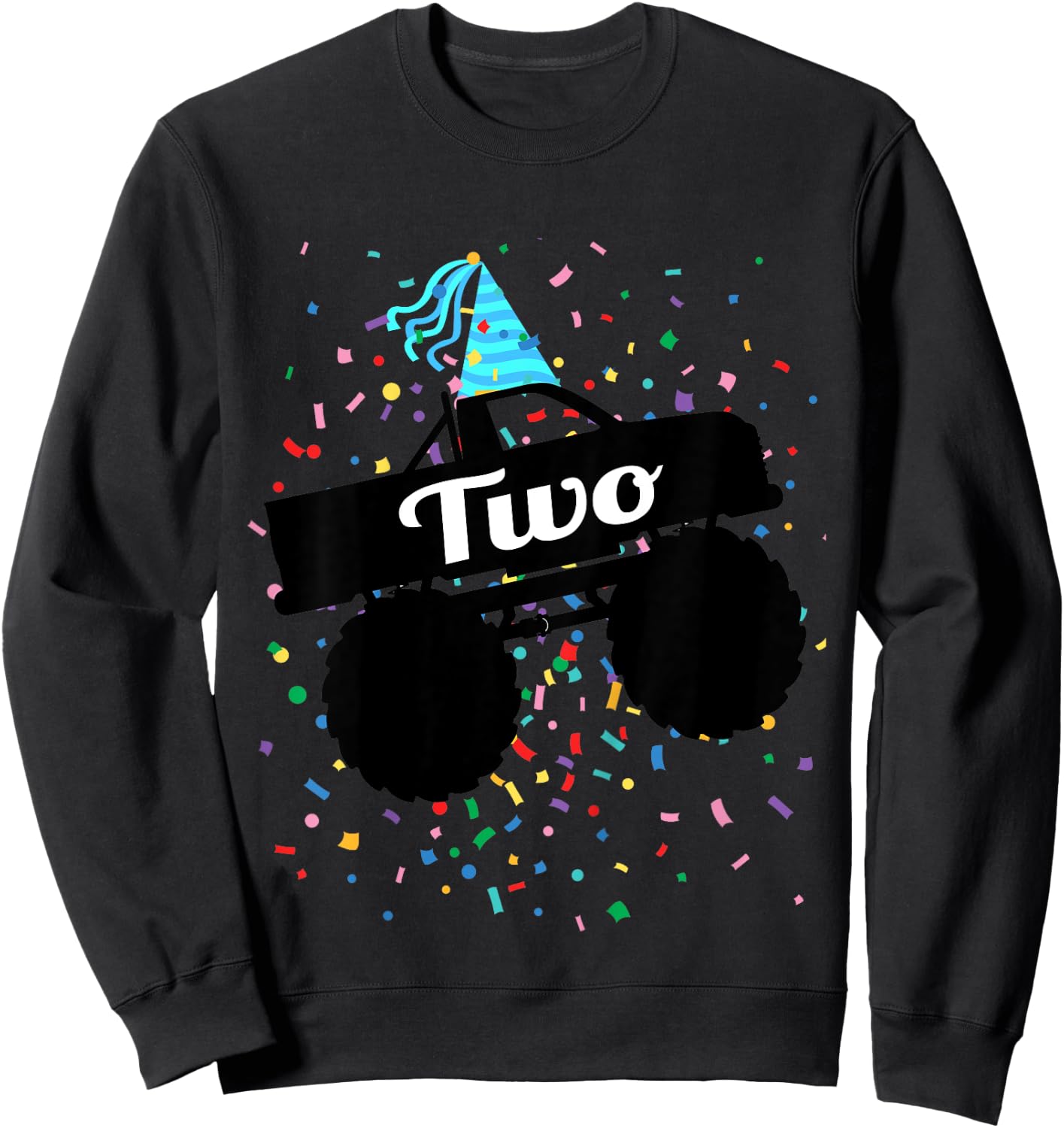 2 Year Old Monster Truck 2nd Birthday Toddler Shirt Gift Sweatshirt - Sweatshirt | Black