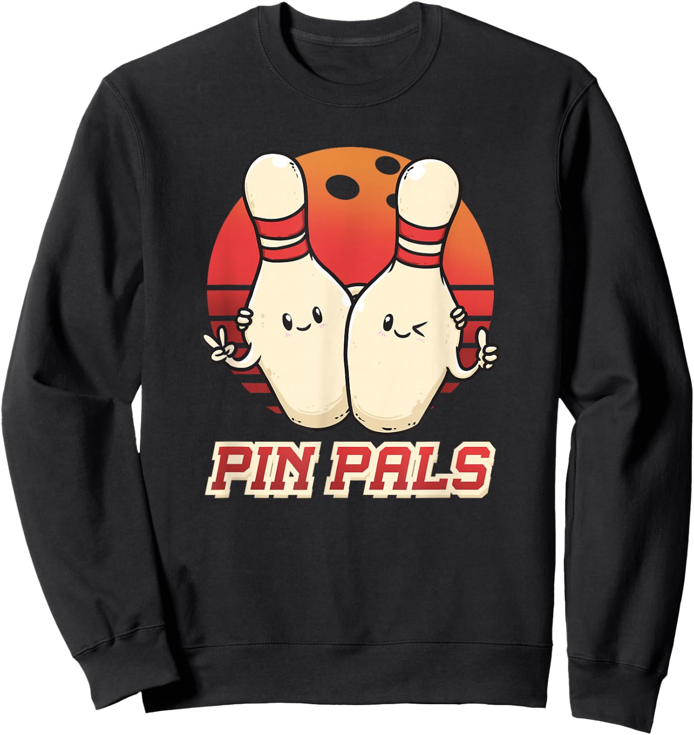 Wowsome! -Youth Bowling - Black, Small - Pin Pals Bowling Players Buddies Bowler Besties Bowling Team Sweatshirt - Sweatshirt | Black