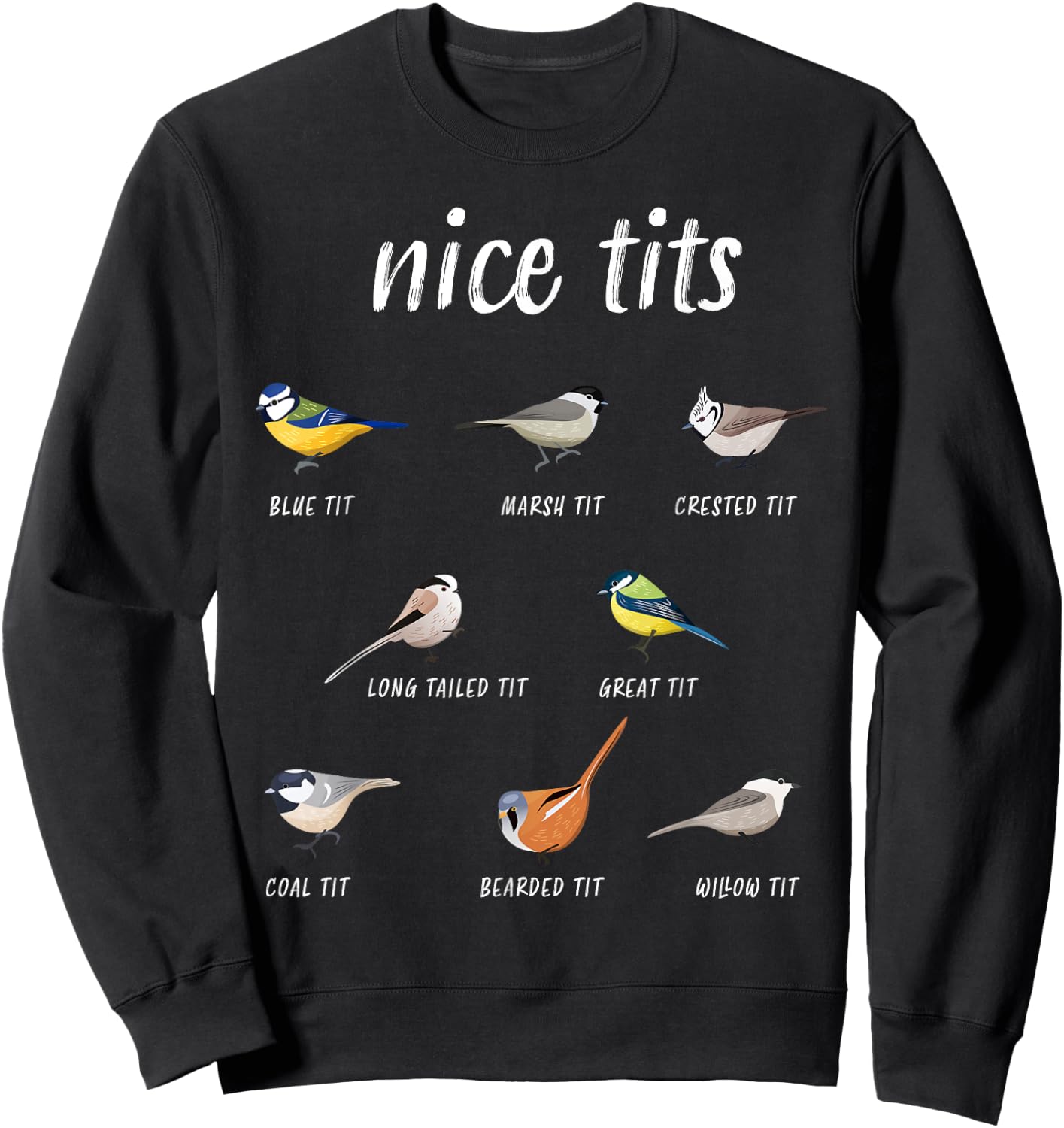 Nice-tits funny bird watching gift Birder Men Dad Sweatshirt - Sweatshirt | Black