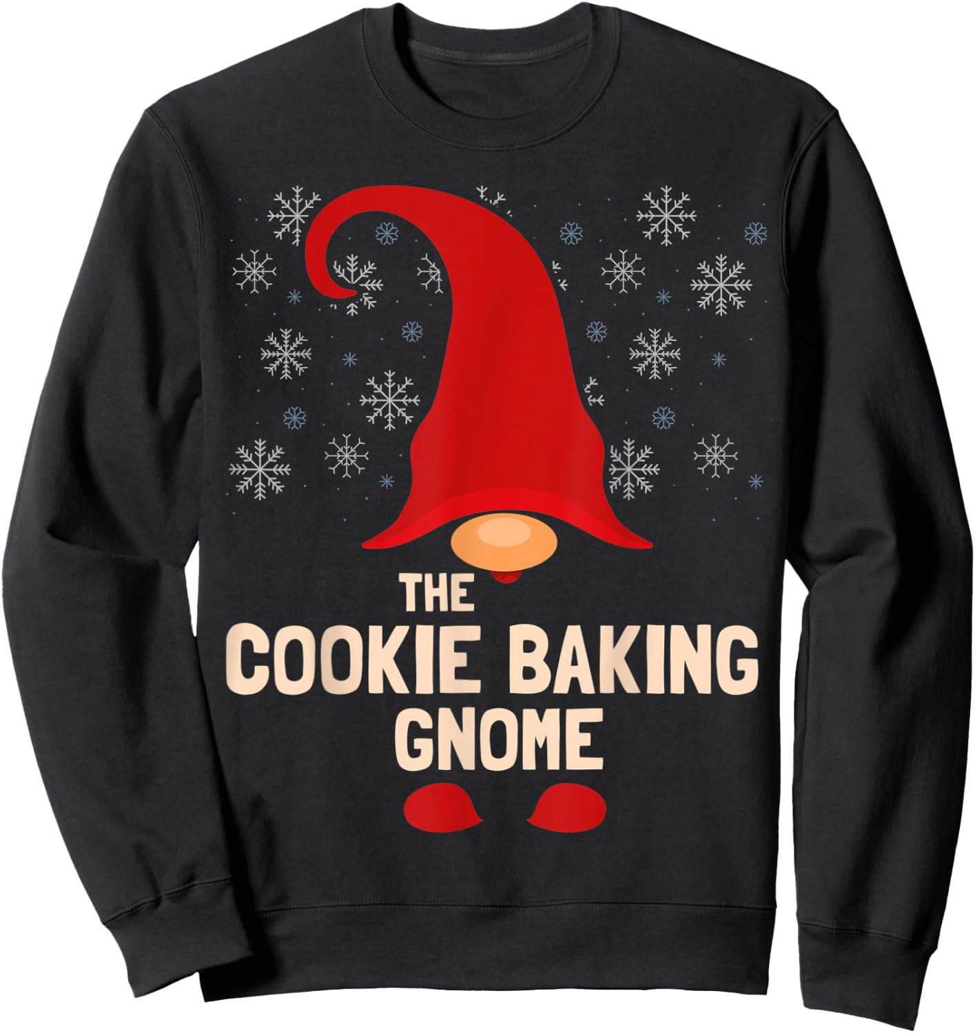 The Cookie Baking Gnome Christmas Family Matching Pajama Sweatshirt - Sweatshirt | Black