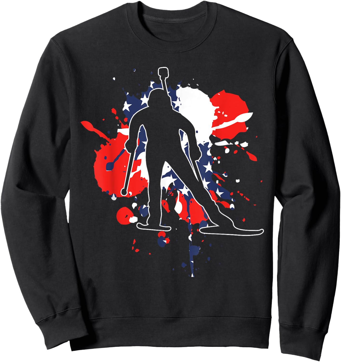 USA Flag Biathlonist - American Biathlon Sweatshirt - Sweatshirt | Black