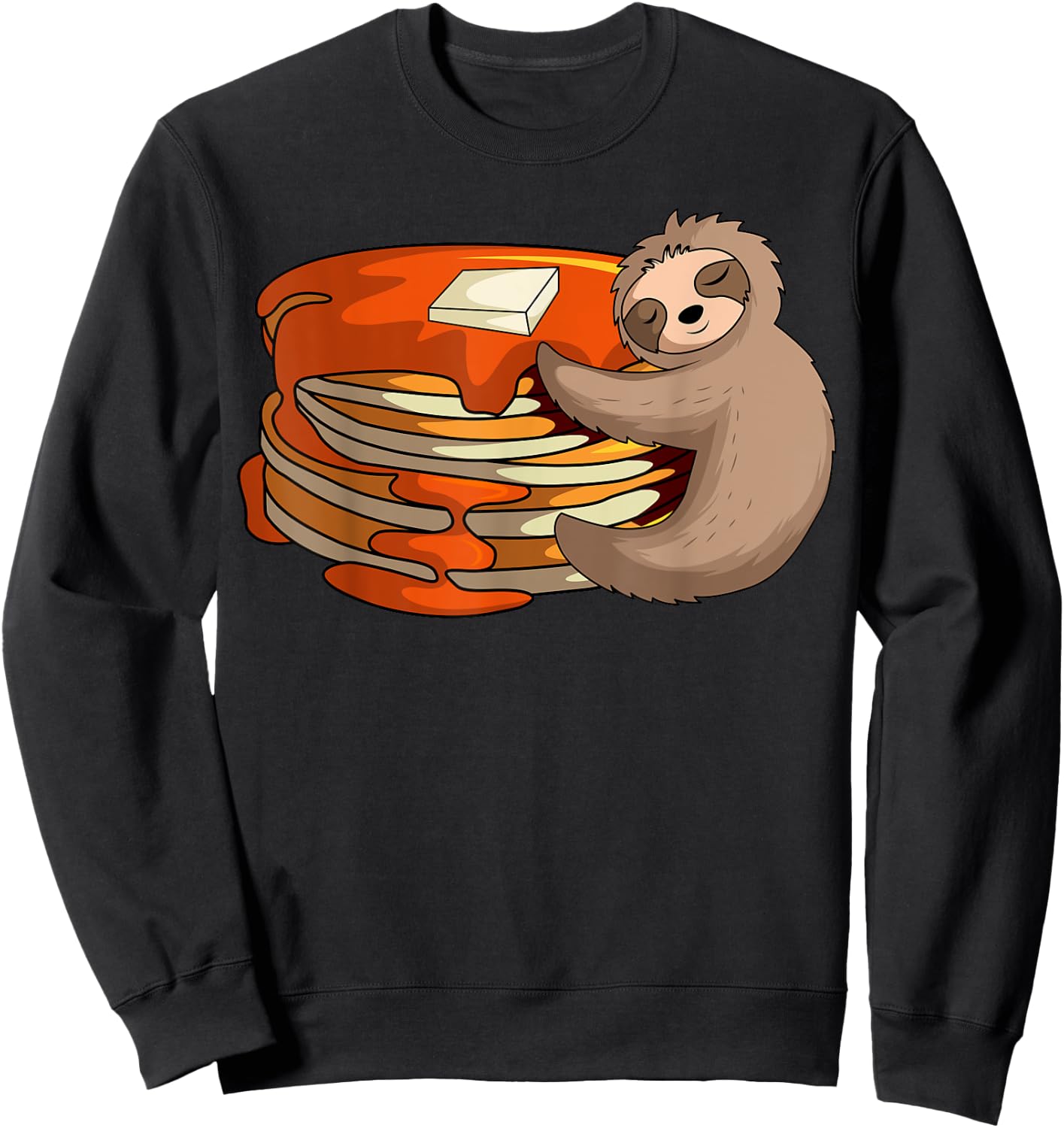 Pancakes Waffle Sloth Love Breakfast Flapjack Hotcake Food Sweatshirt - Sweatshirt | Black