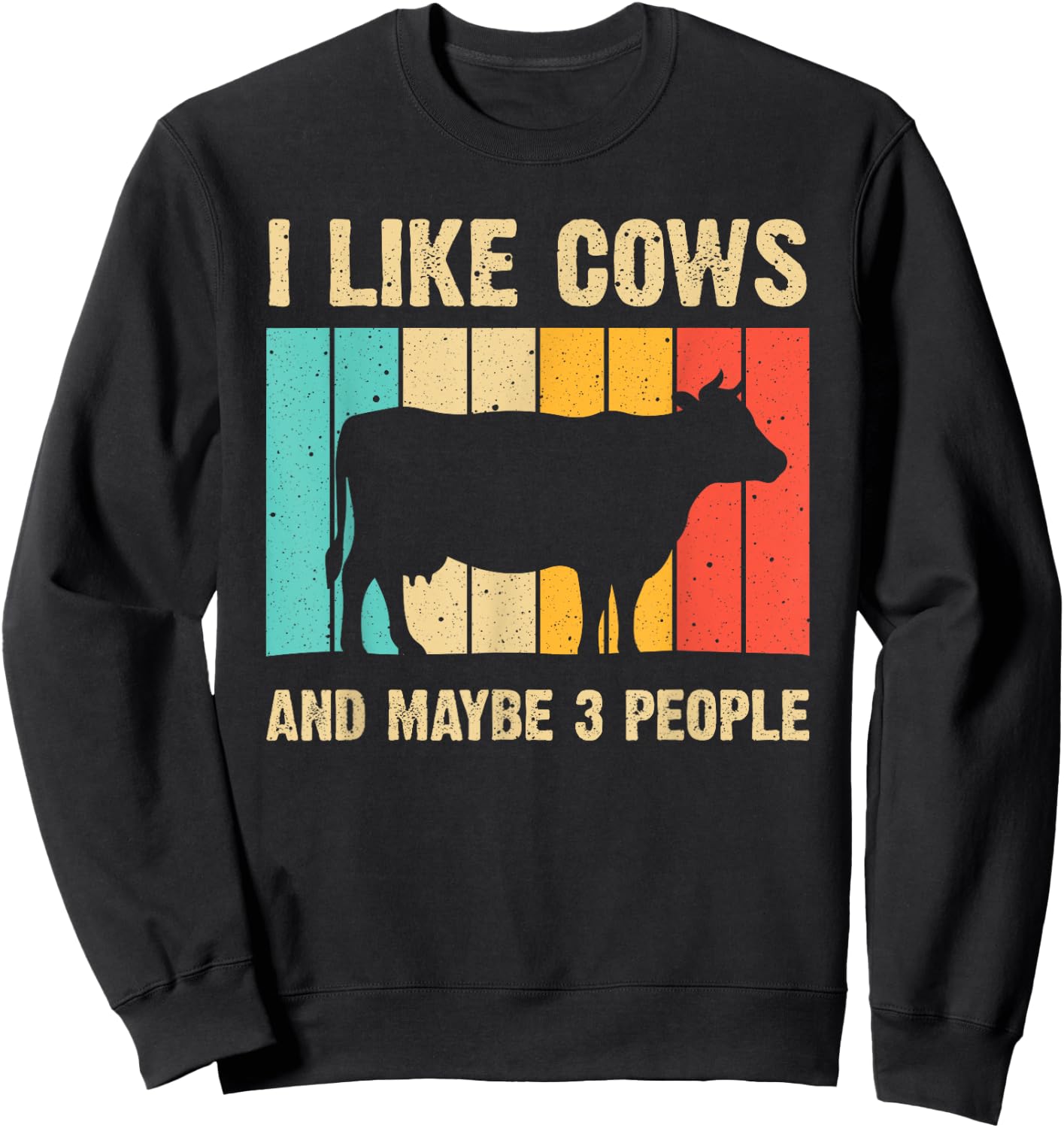 Funny Vintage Cow Design Cow Farmer Men Women Cattle Lover Sweatshirt - Sweatshirt | Black