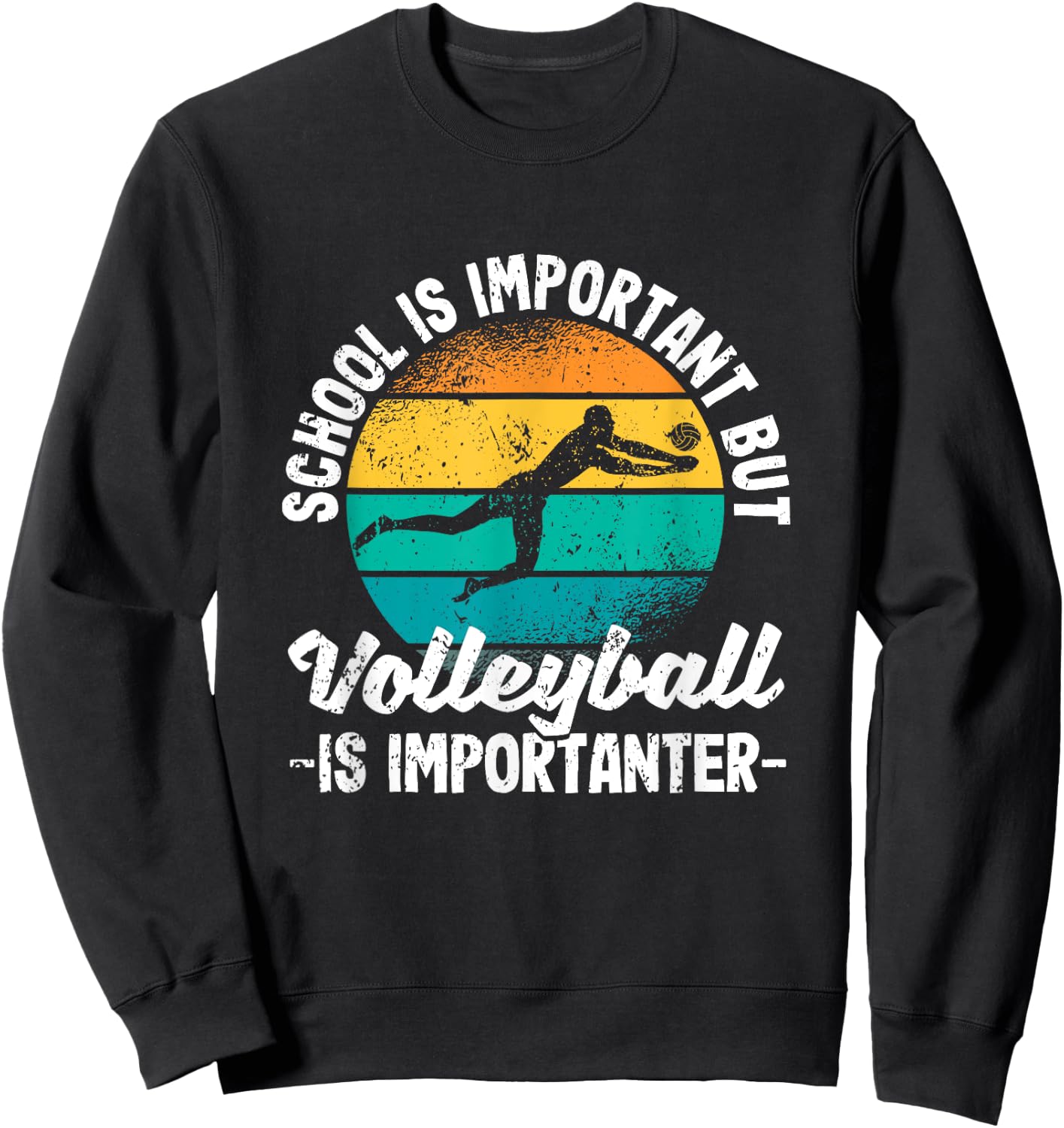 School Is Important But Volleyball Is Importanter Youth Kids Sweatshirt - Sweatshirt | Black