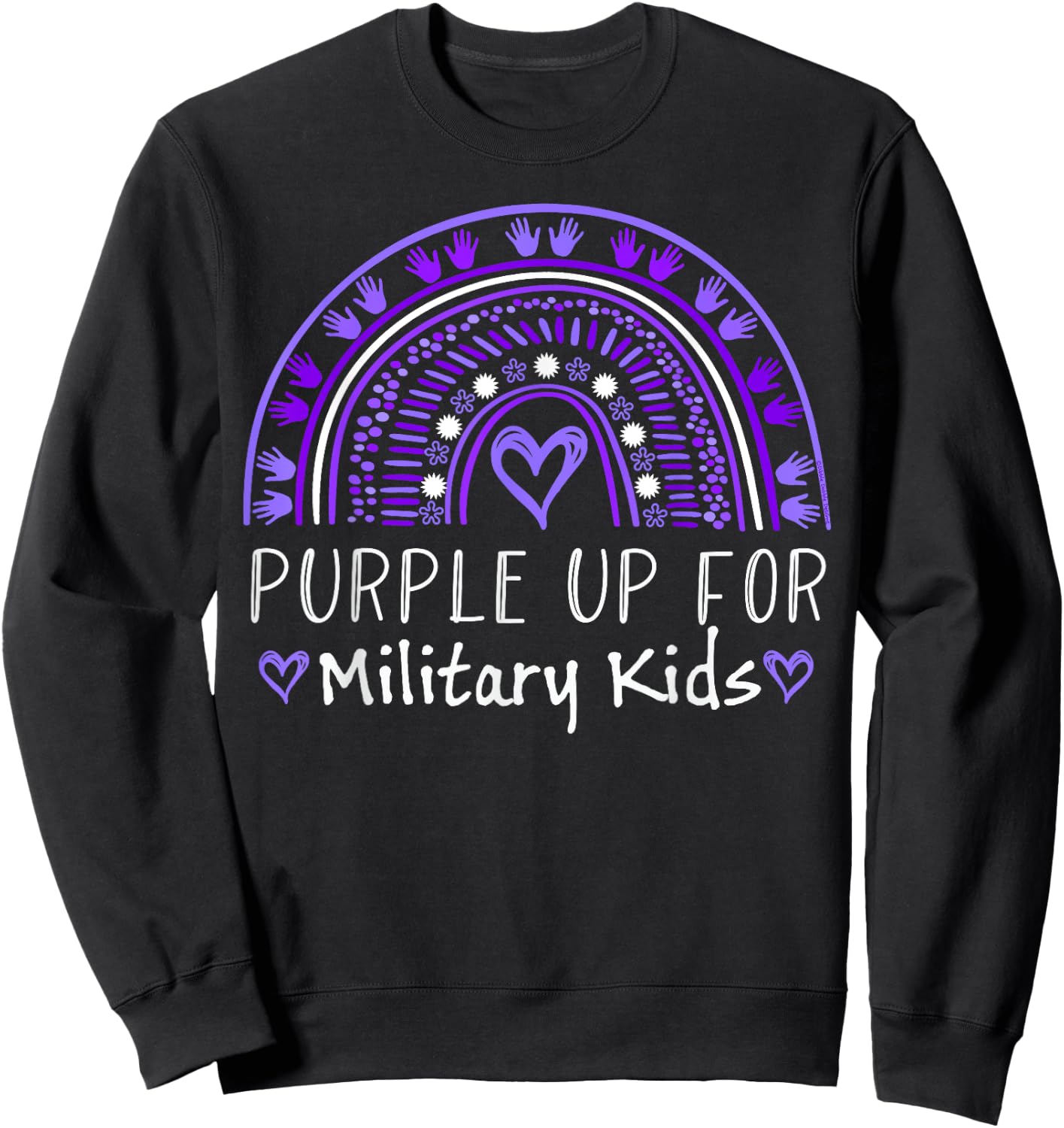 Purple Rainbow for Purple Up for Military Kids Month Sweatshirt - Sweatshirt | Black