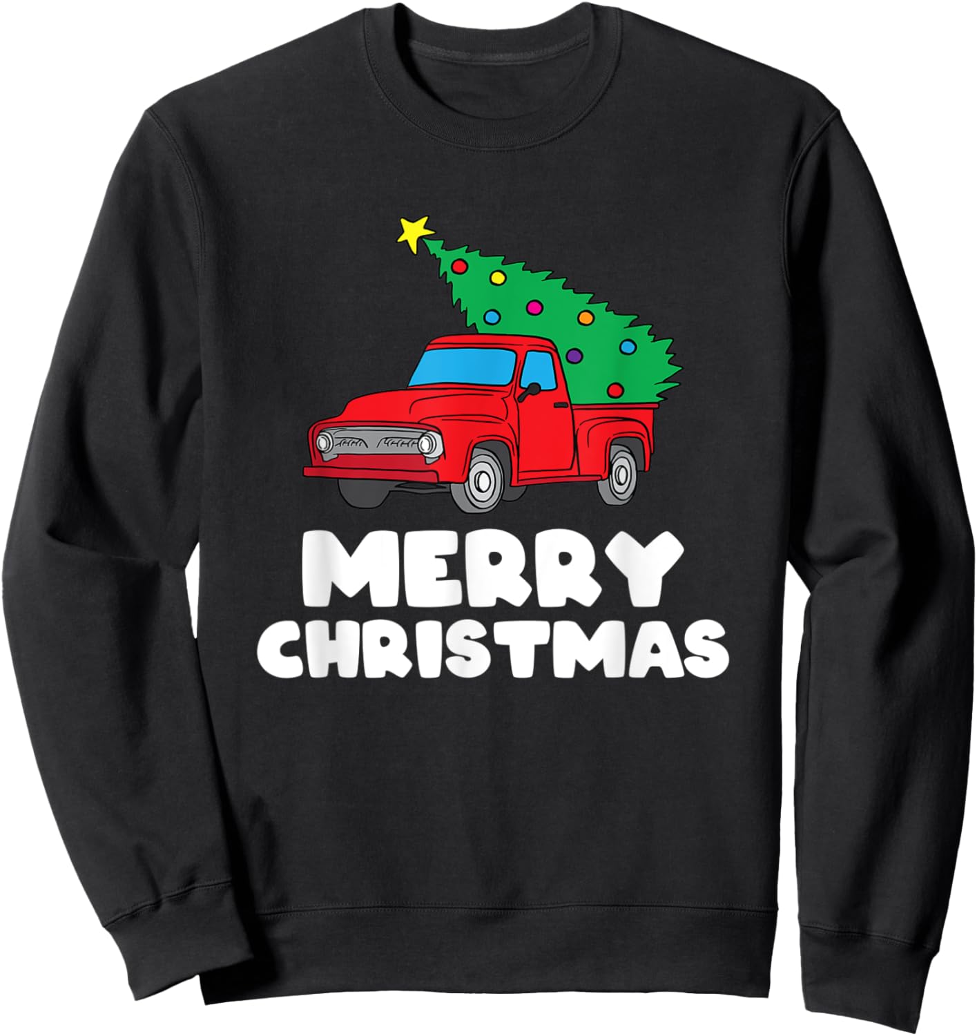 Vintage Wagon Christmas Red Truck Tree on Car Xmas Vacation Sweatshirt - Sweatshirt | Black