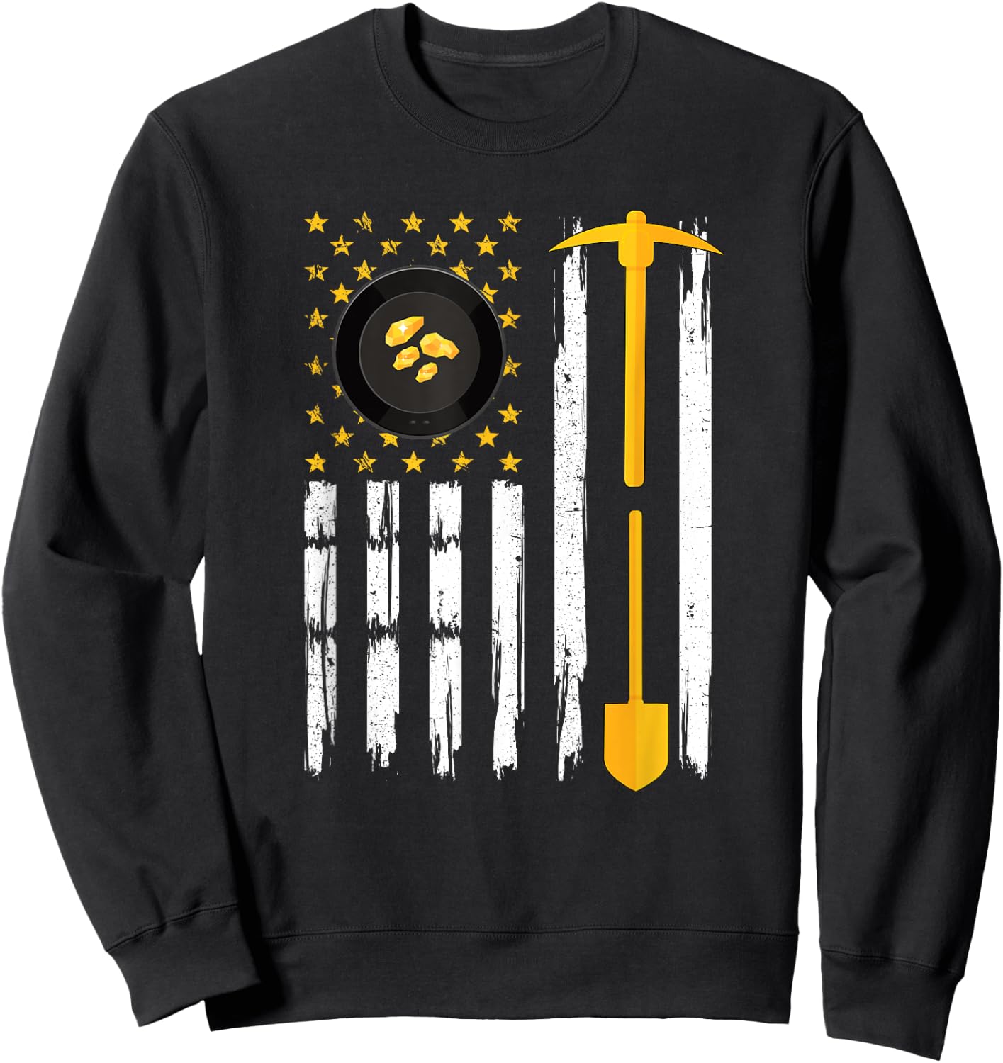 Gold Panning American Flag Gold Panner Gold Prospecting Sweatshirt - Sweatshirt | Black