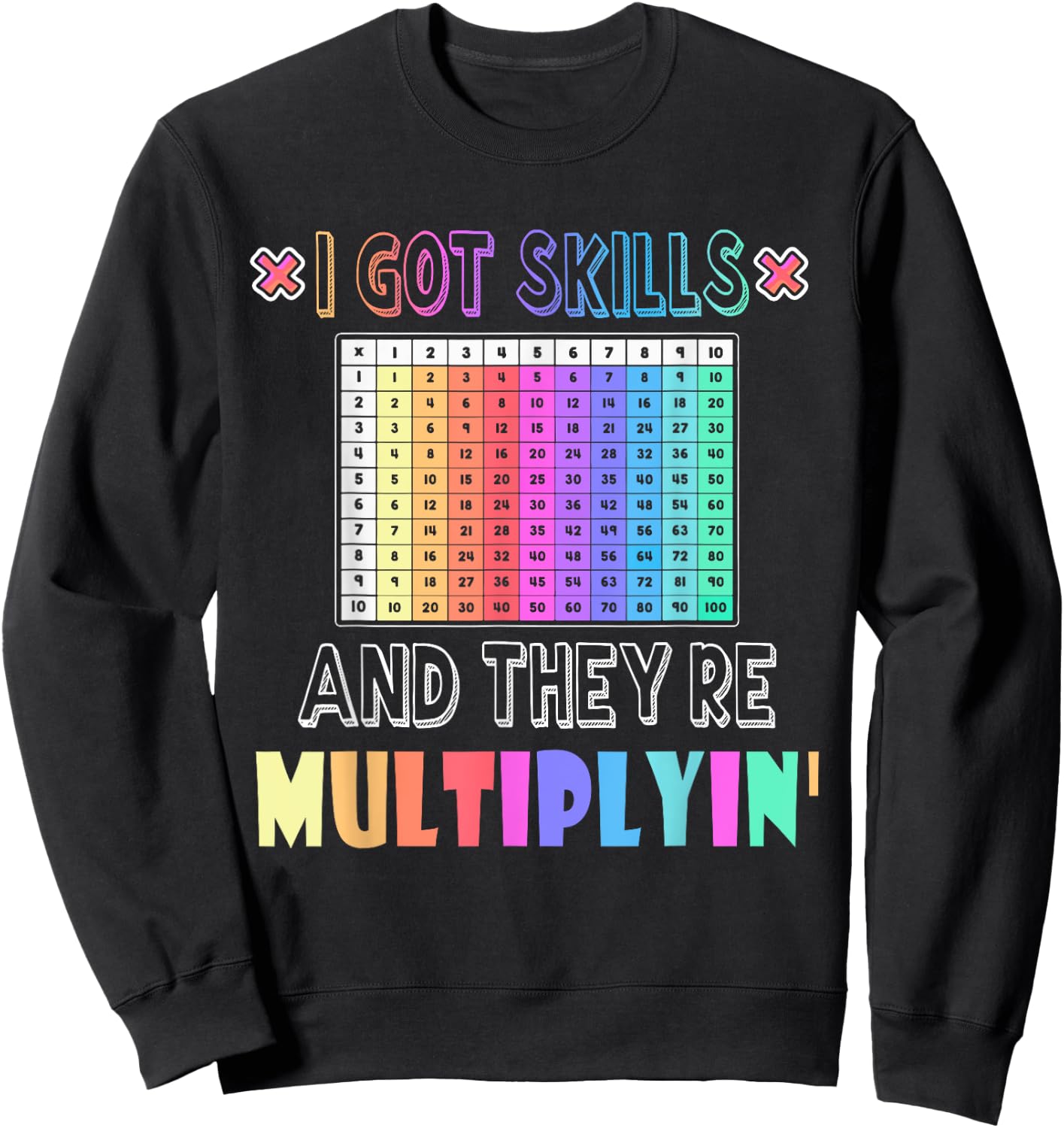 I Got Skills They're Multiplying Funny Math Teacher Women Sweatshirt - Sweatshirt | Black