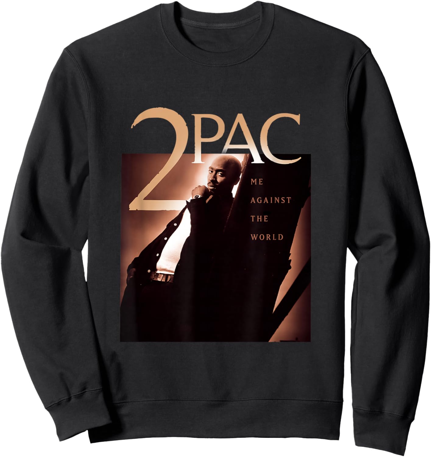 TUPAC SHAKUR Me Against The World Adult Black Cotton 100% Short Sleeve Classic Fit Small Sweatshirt - Sweatshirt | Black