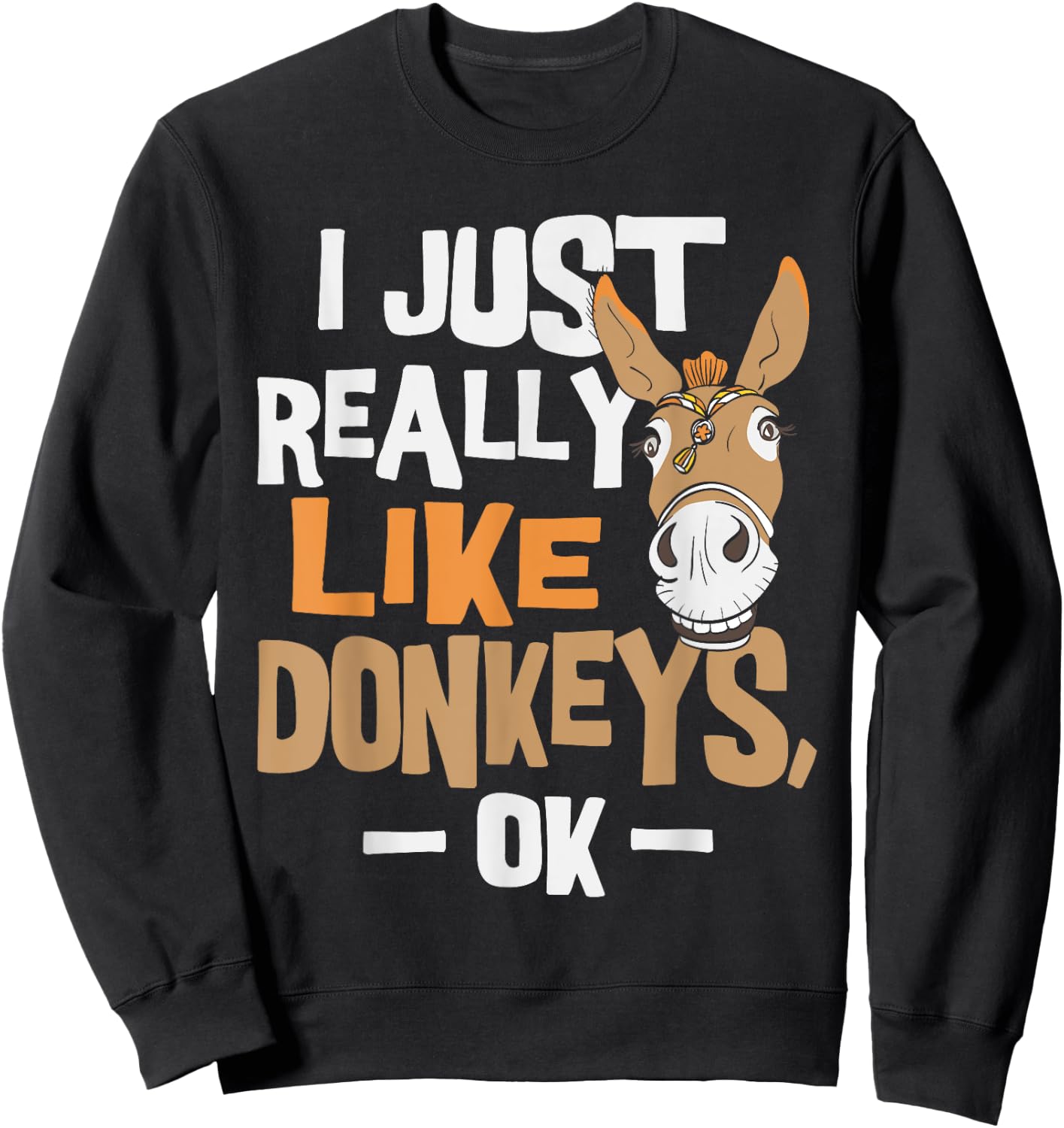 I Really Like Donkeys - Animal Lover Zookeeper Sweatshirt - Sweatshirt | Black