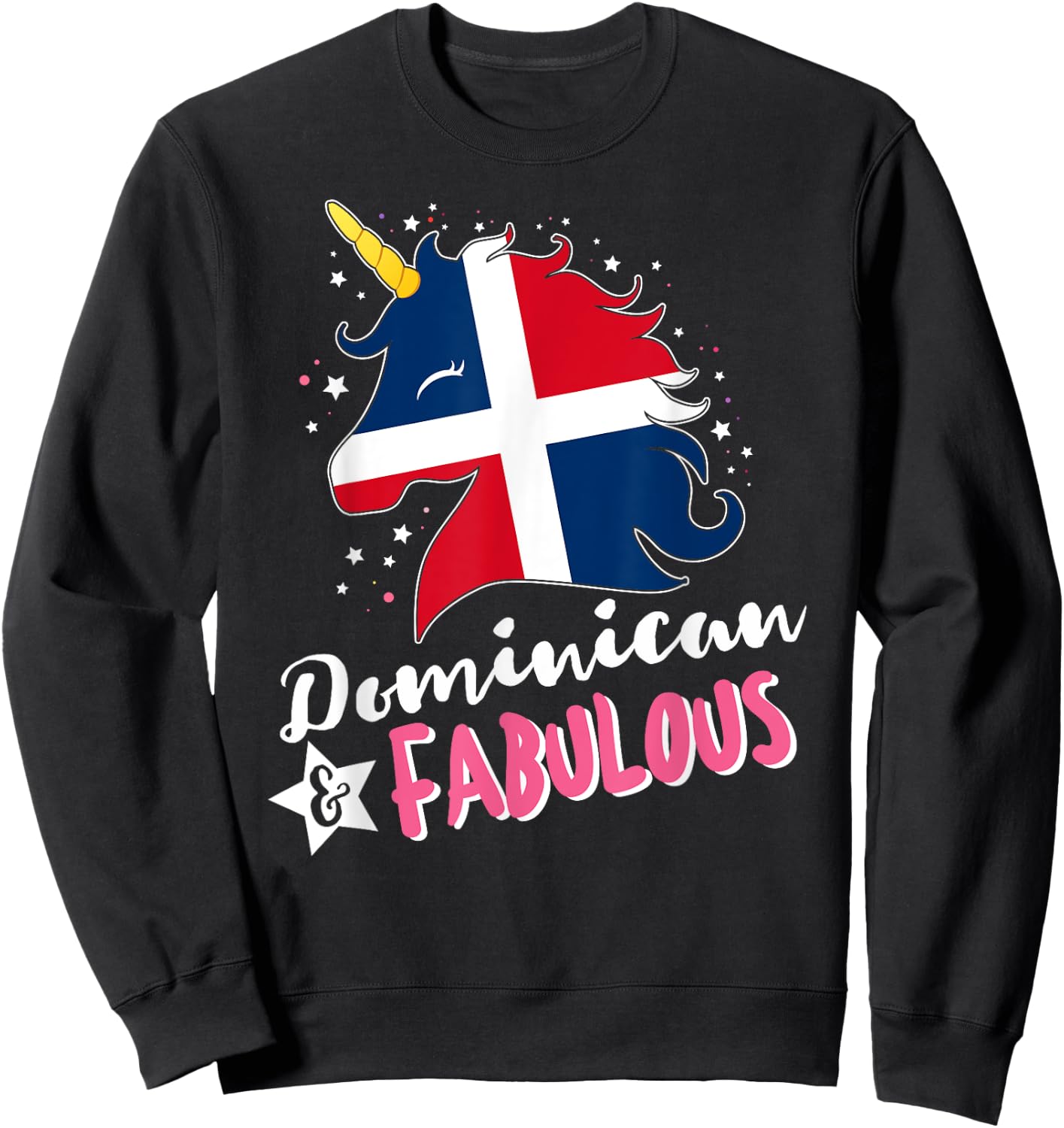 Dominican Unicorn Dominican Republic Flag Sweatshirt - Sweatshirt | Black
