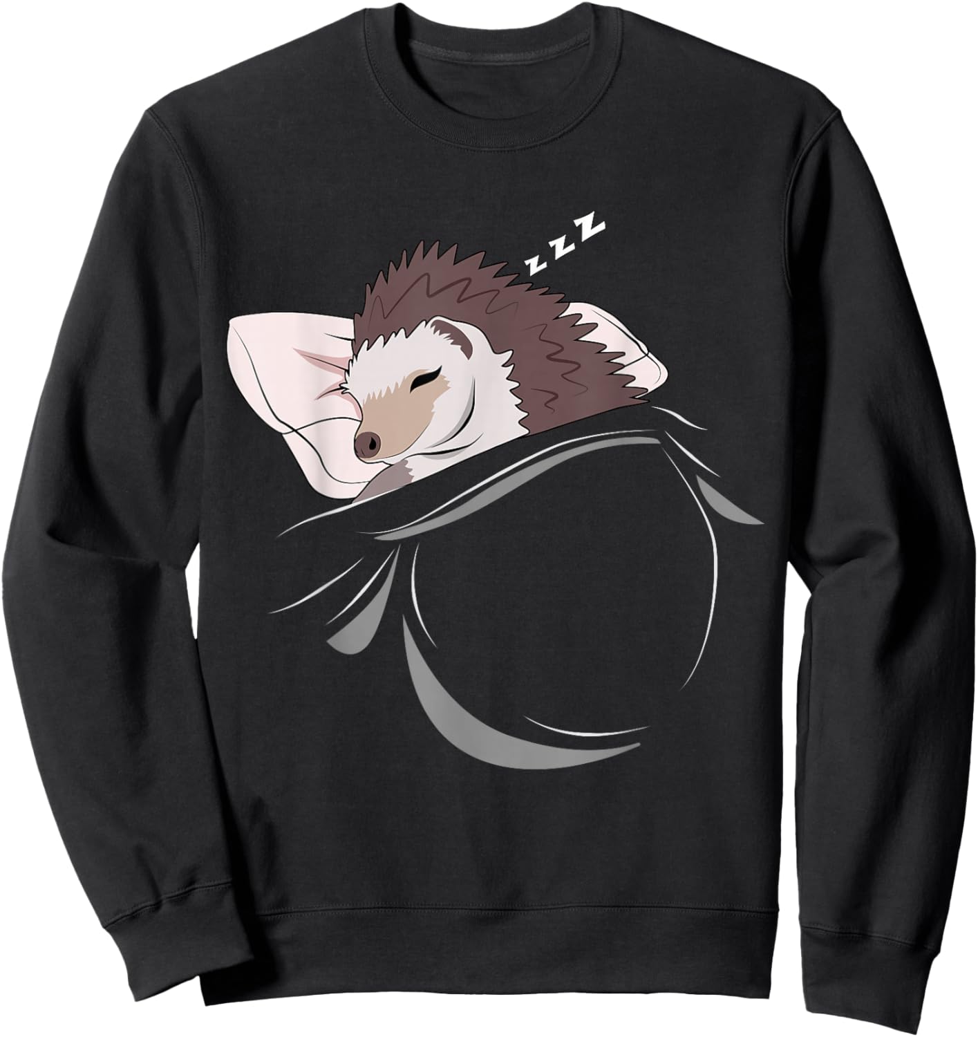 Hedgehog Sleeping Animal Pajamas Nap PJs Outfit Hedgehog Sweatshirt - Sweatshirt | Black