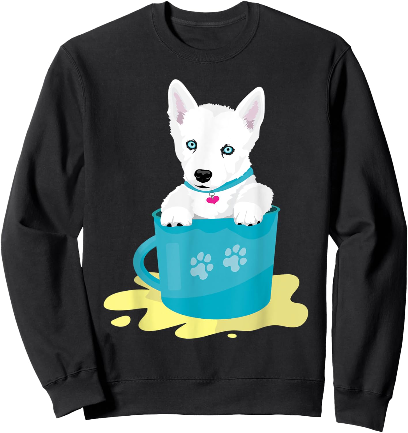 super cute white Siberian Husky puppy Sweatshirt - Sweatshirt | Black