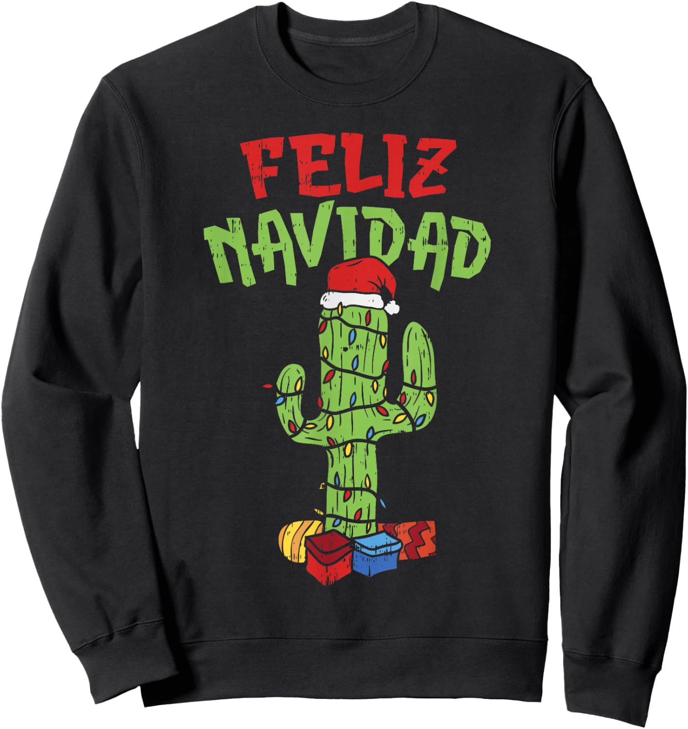 Feliz Navidad Shirt Mexican Christmas Cactus Xmas Gift Sweatshirt - Sweatshirt | Black