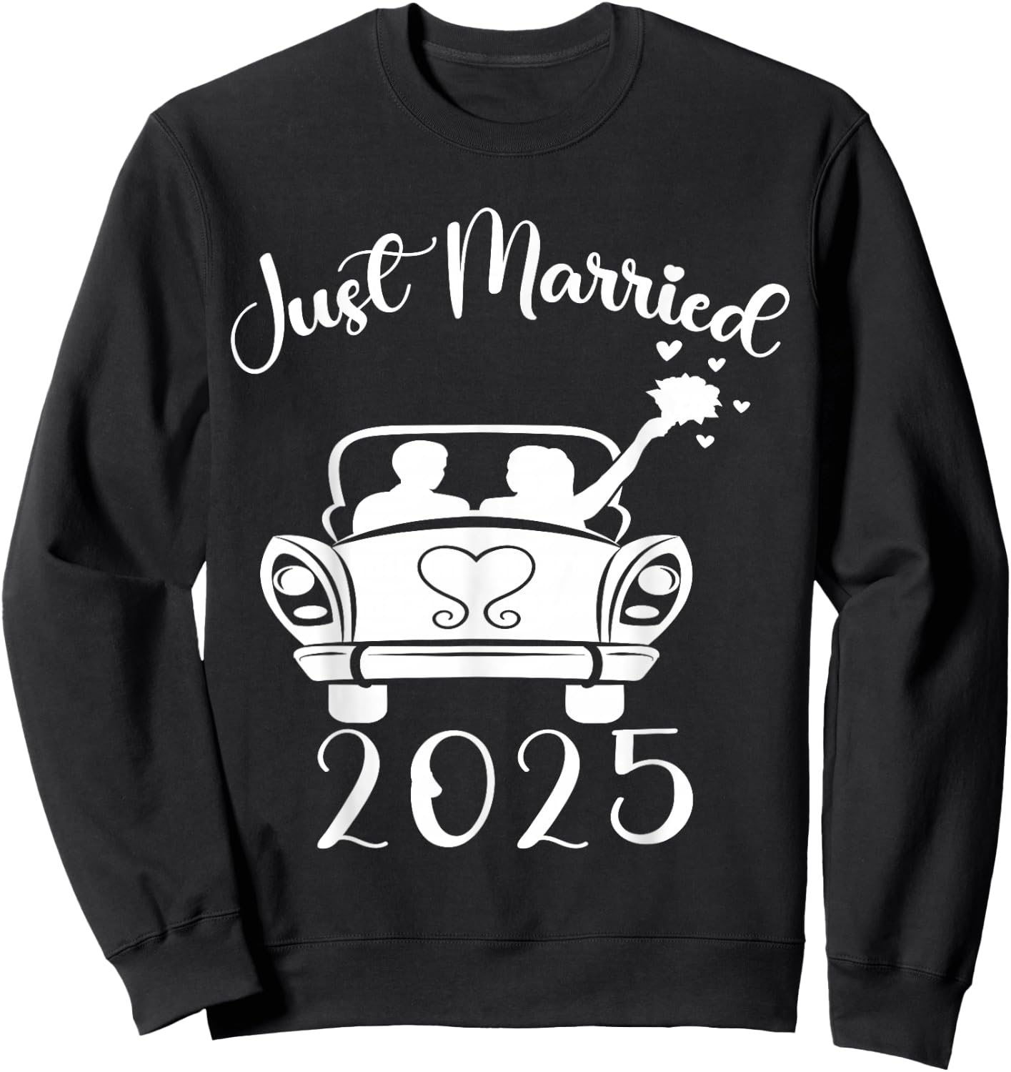 Just Married 2025 Wedding Rings Matching Couple Newlyweds Sweatshirt - Sweatshirt | Black