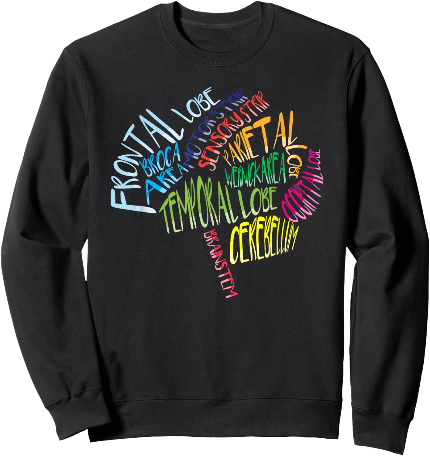 Brain Parts Collage Typography Cool Doctor Neurologist Gift Sweatshirt - Sweatshirt | Black
