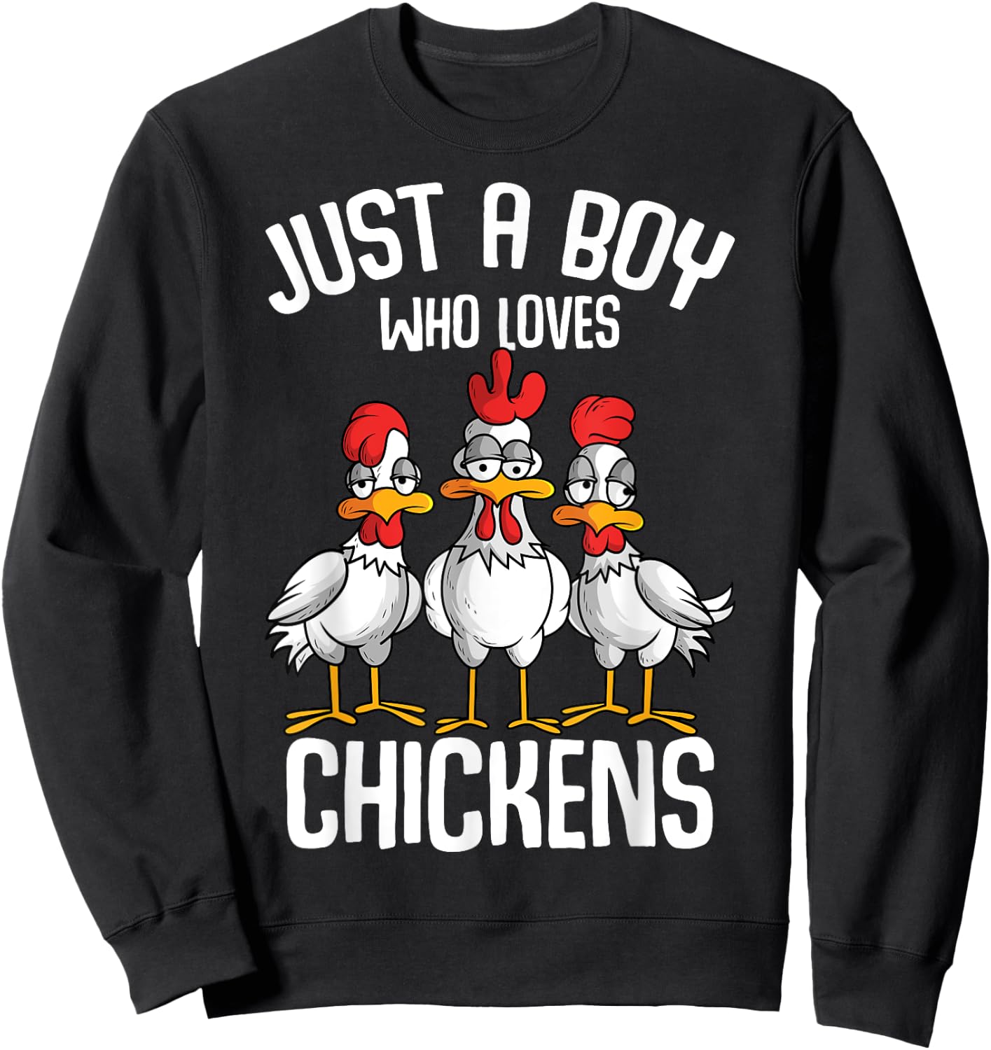 Just a Boy who loves Chickens Boys Kids Sweatshirt - Sweatshirt | Black